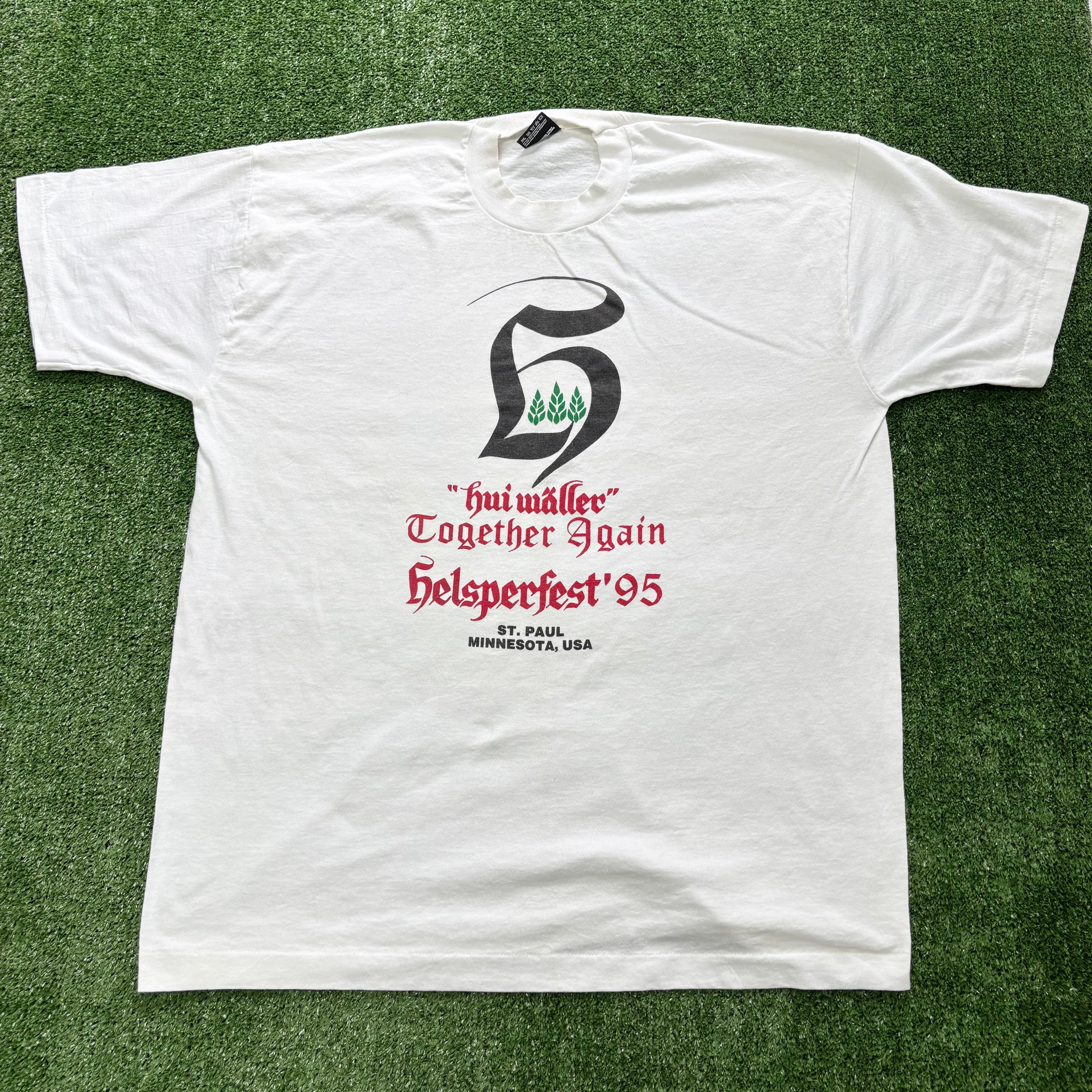 Vintage T Shirt Mens XL White Single Stitch Graphic Print 90s USA Festival (E)