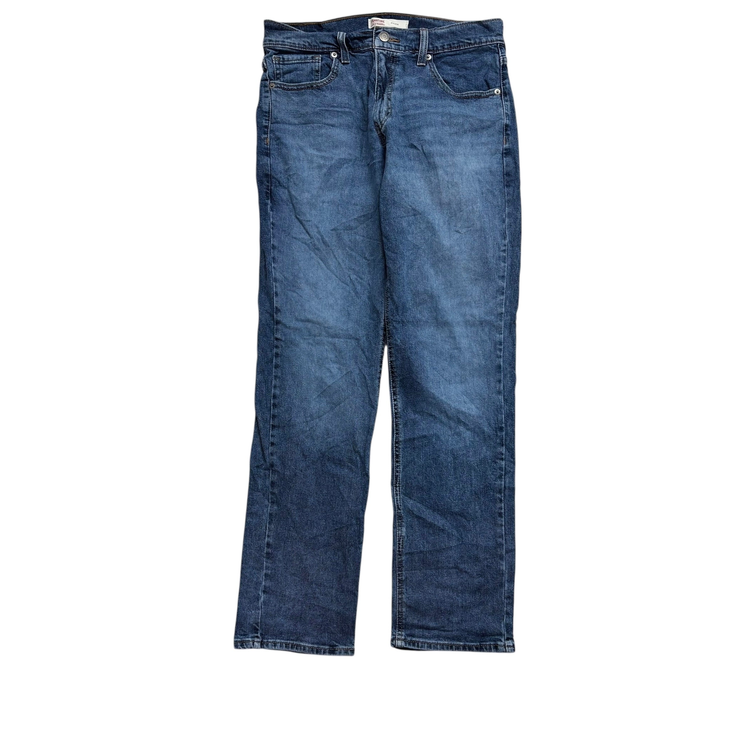 Levis Signature Jeans W30 L32 Mens Mid Blue Athletic Fit Stretch Denim (E)