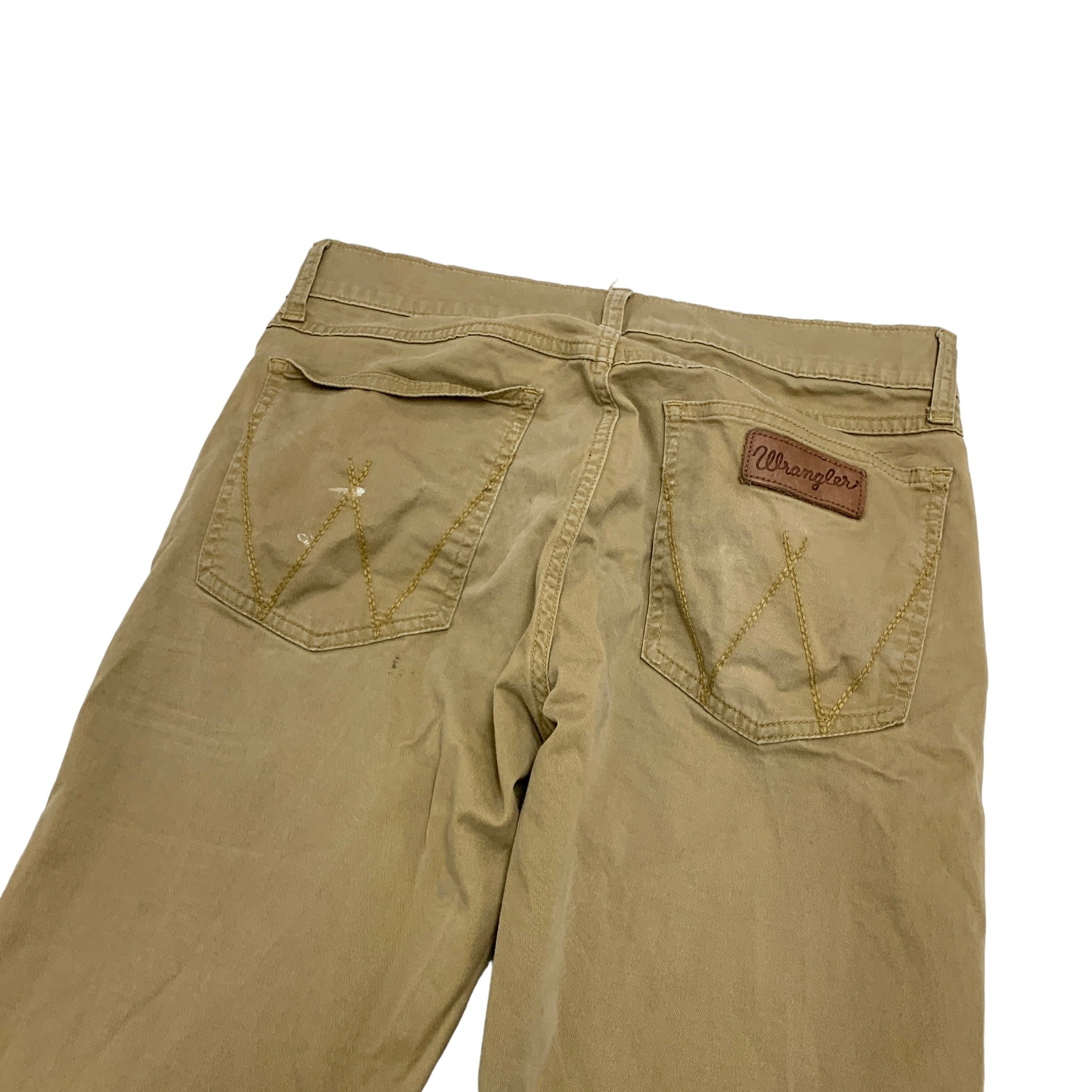 Wrangler Trousers W30 L33 Mens Tan Light Brown Slim Straight Fit Retro Pants