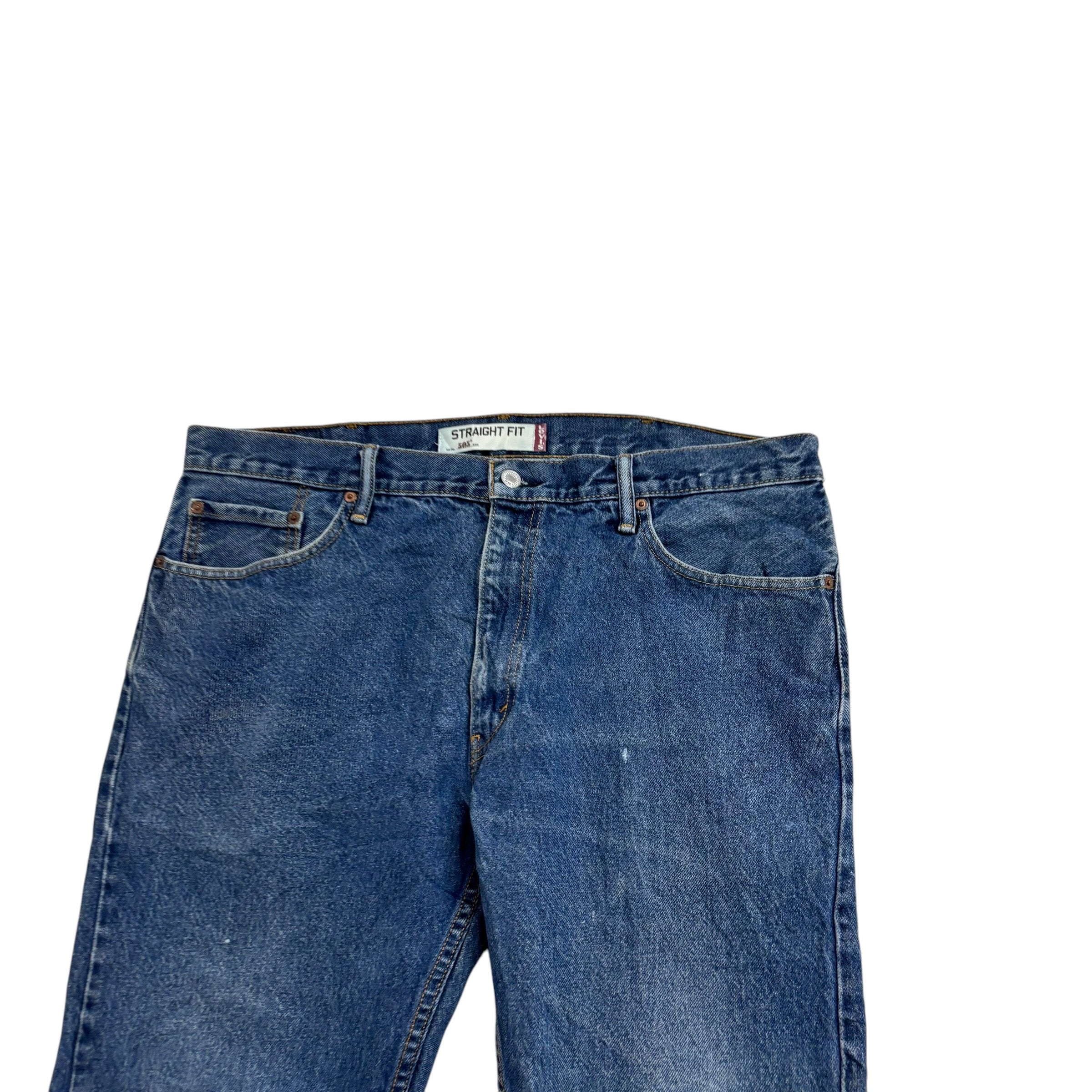 Levis 505 Jeans W38 L30 Mens Mid Blue Regular Straight Fit Vintage Denim
