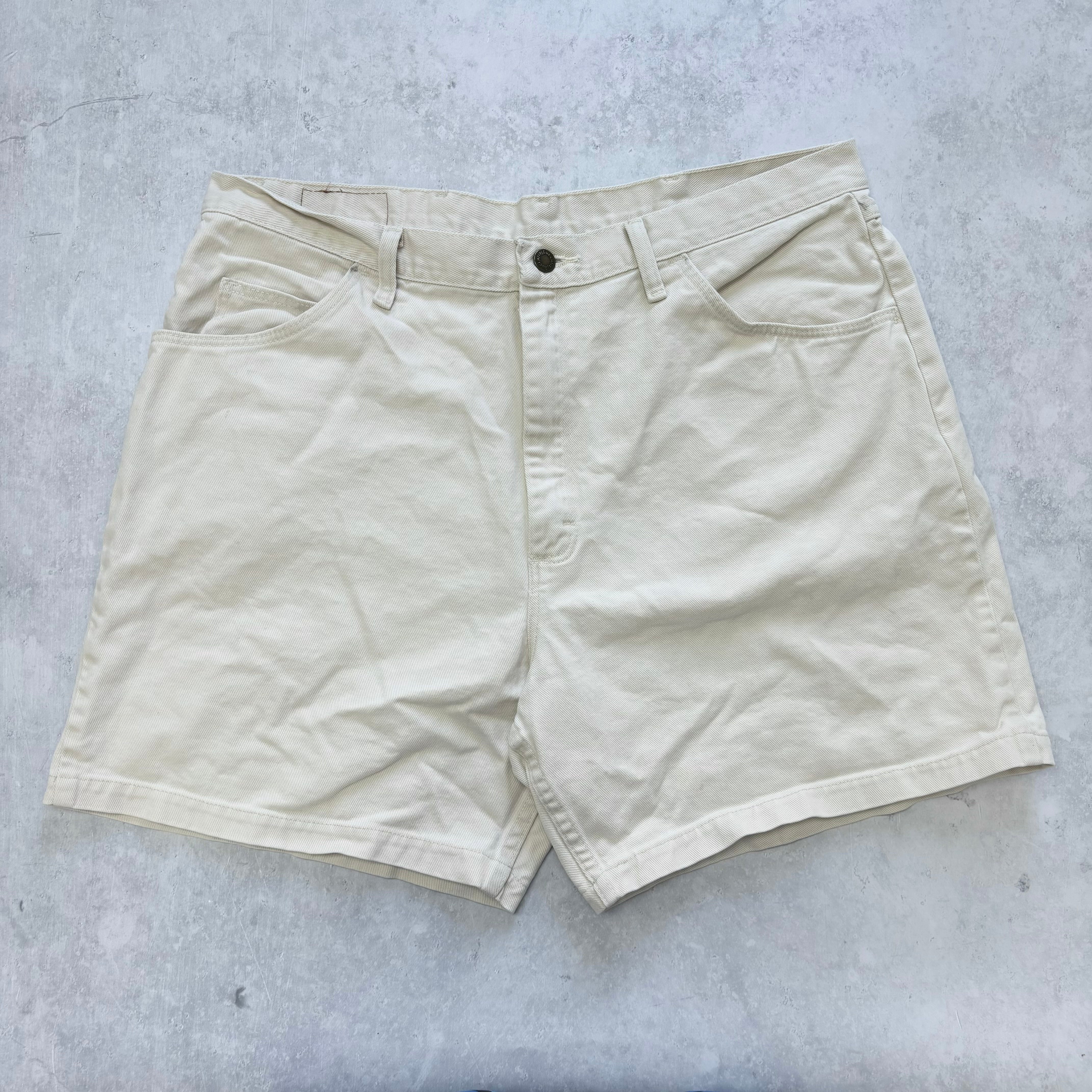 Vintage Wrangler Jorts W36 Mens Denim Shorts Cream White Regular Fit