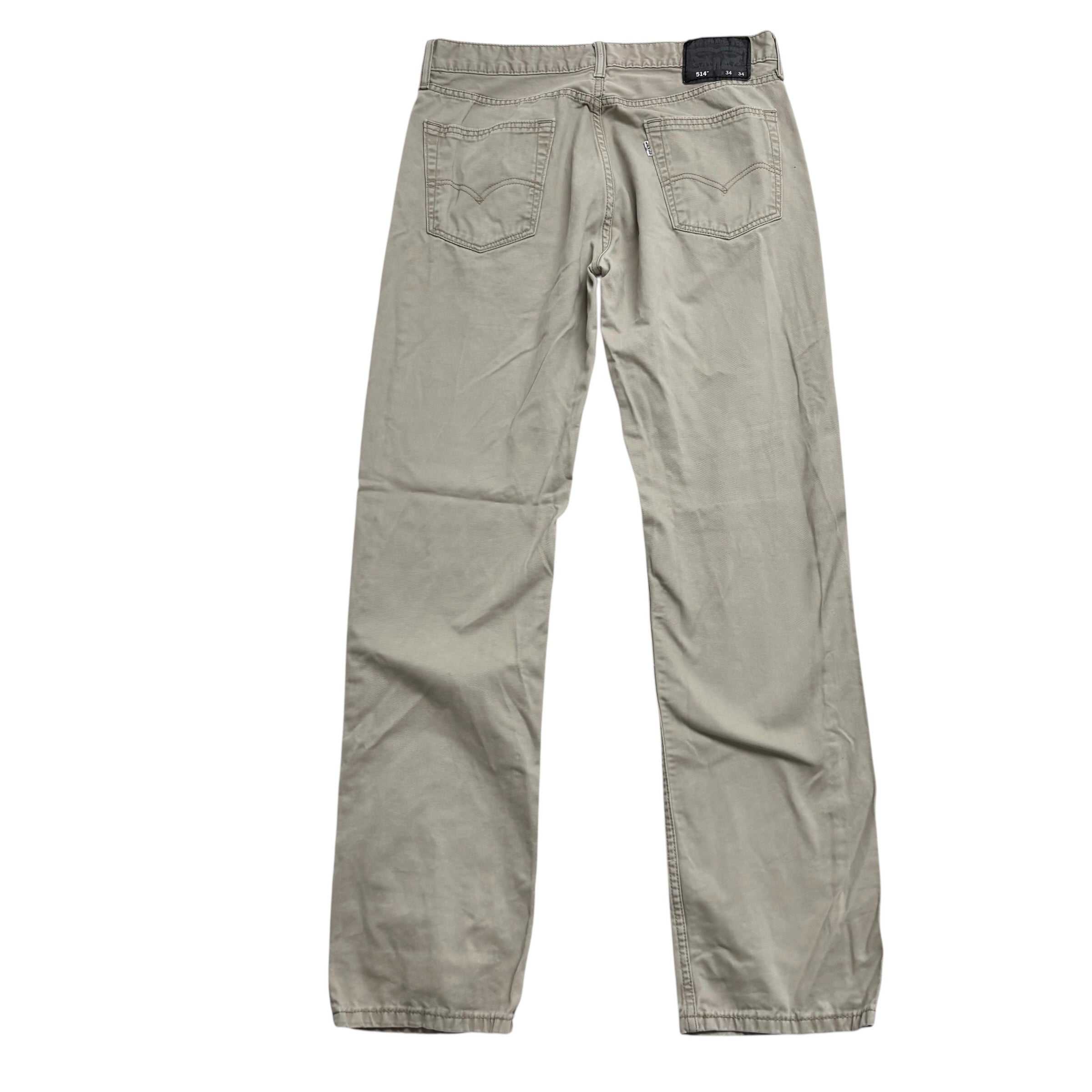 Levis 514 Trousers W33 L34 Mens Cream Regular Straight Fit Cotton Pants (E)