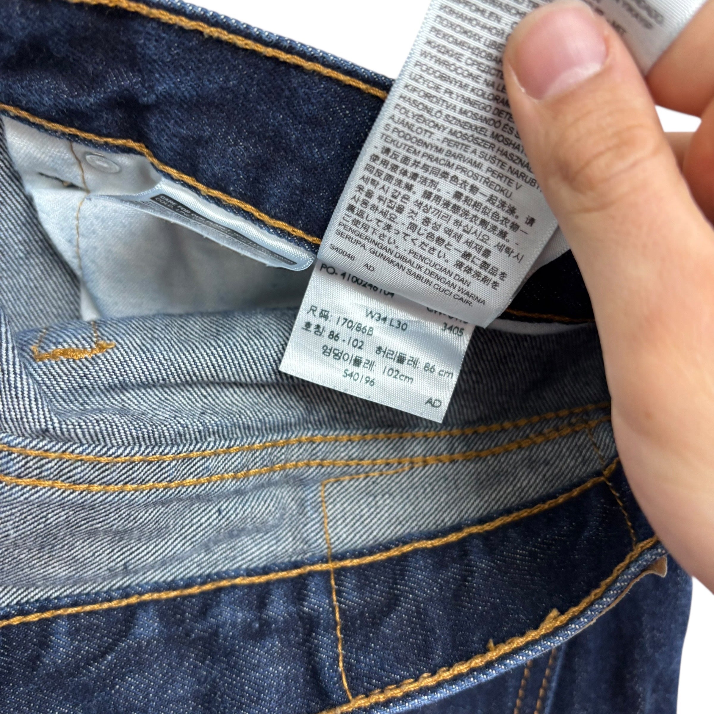 Levis 505 Jeans W34 L30 Mens Dark Blue Regular Straight Fit Denim (E)