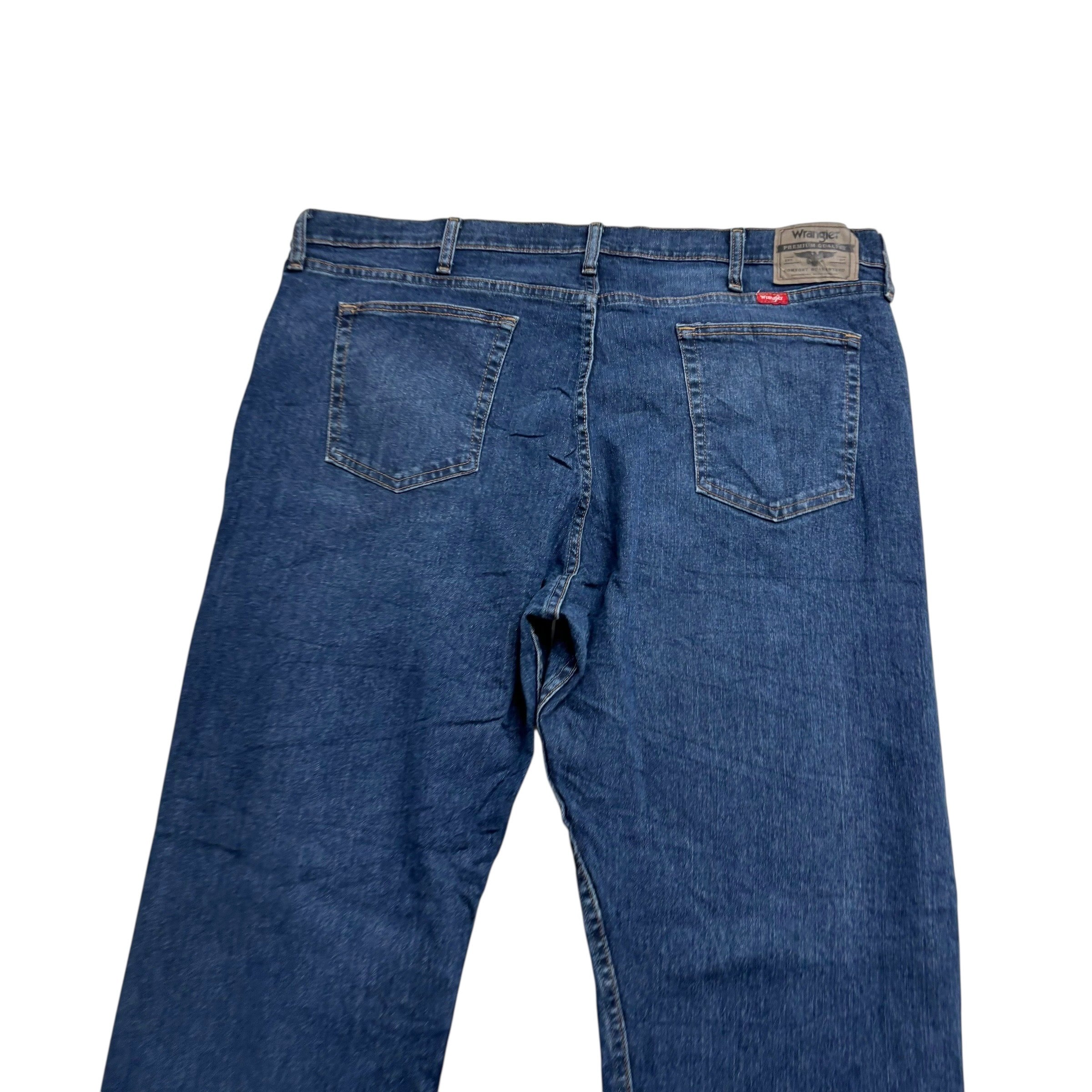 Wrangler Jeans W42 L32 Mens Dark Blue Relaxed Straight Fit Stretch Denim (E)