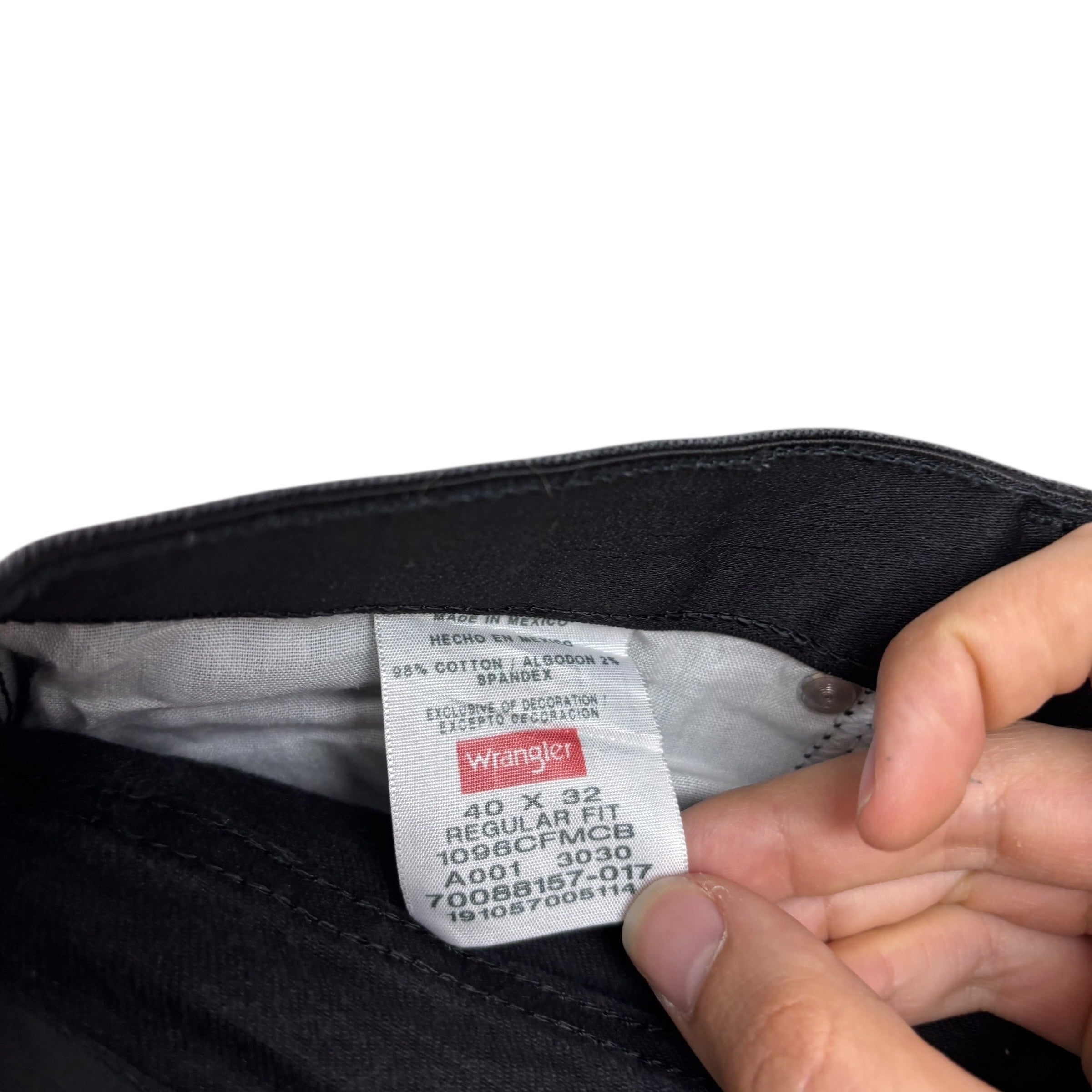 Wrangler Jeans W40 L32 Mens Black Regular Straight Fit Stretch Denim (E)