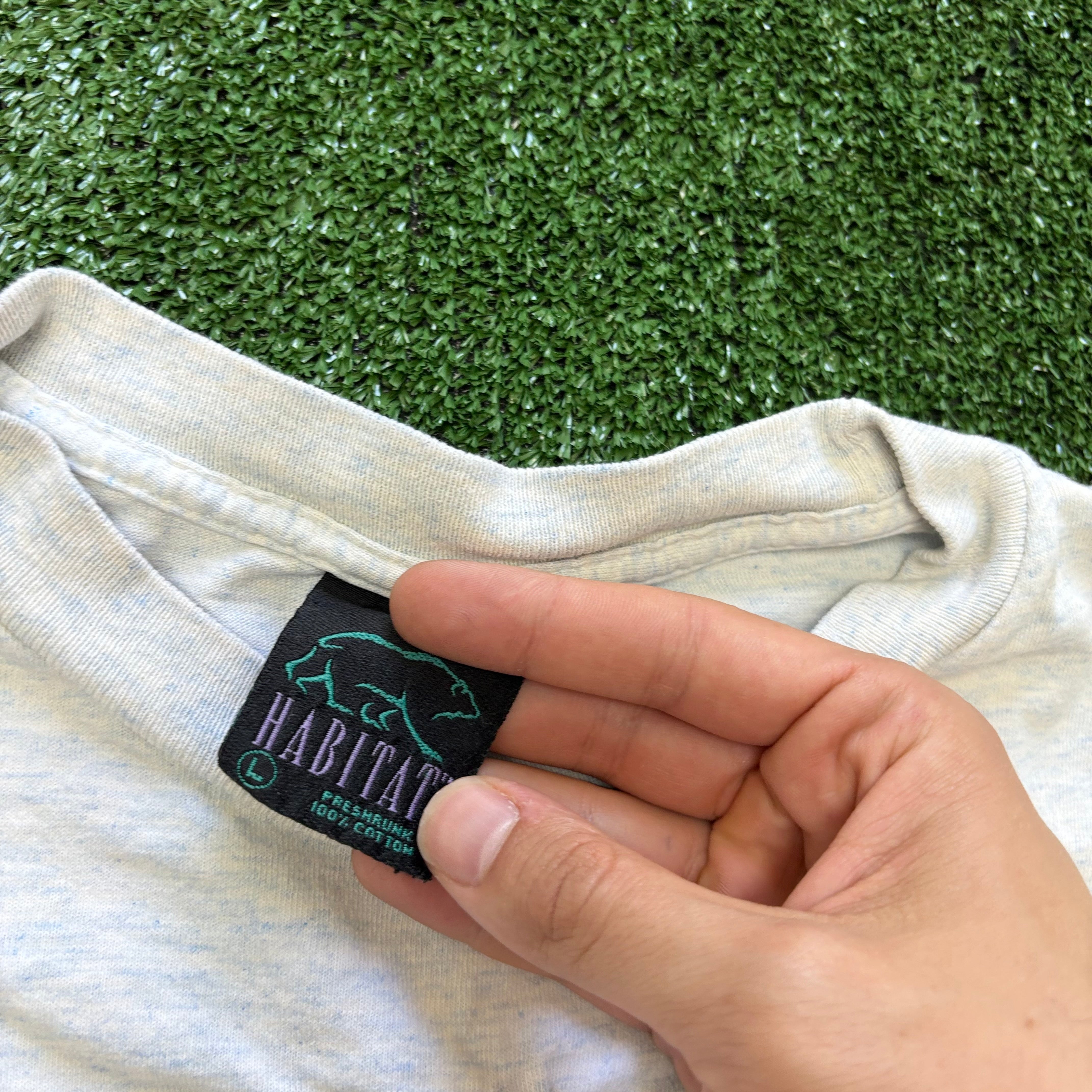 Vintage T Shirt Mens Medium Grey Single Stitch Graphic Print 90s (F)