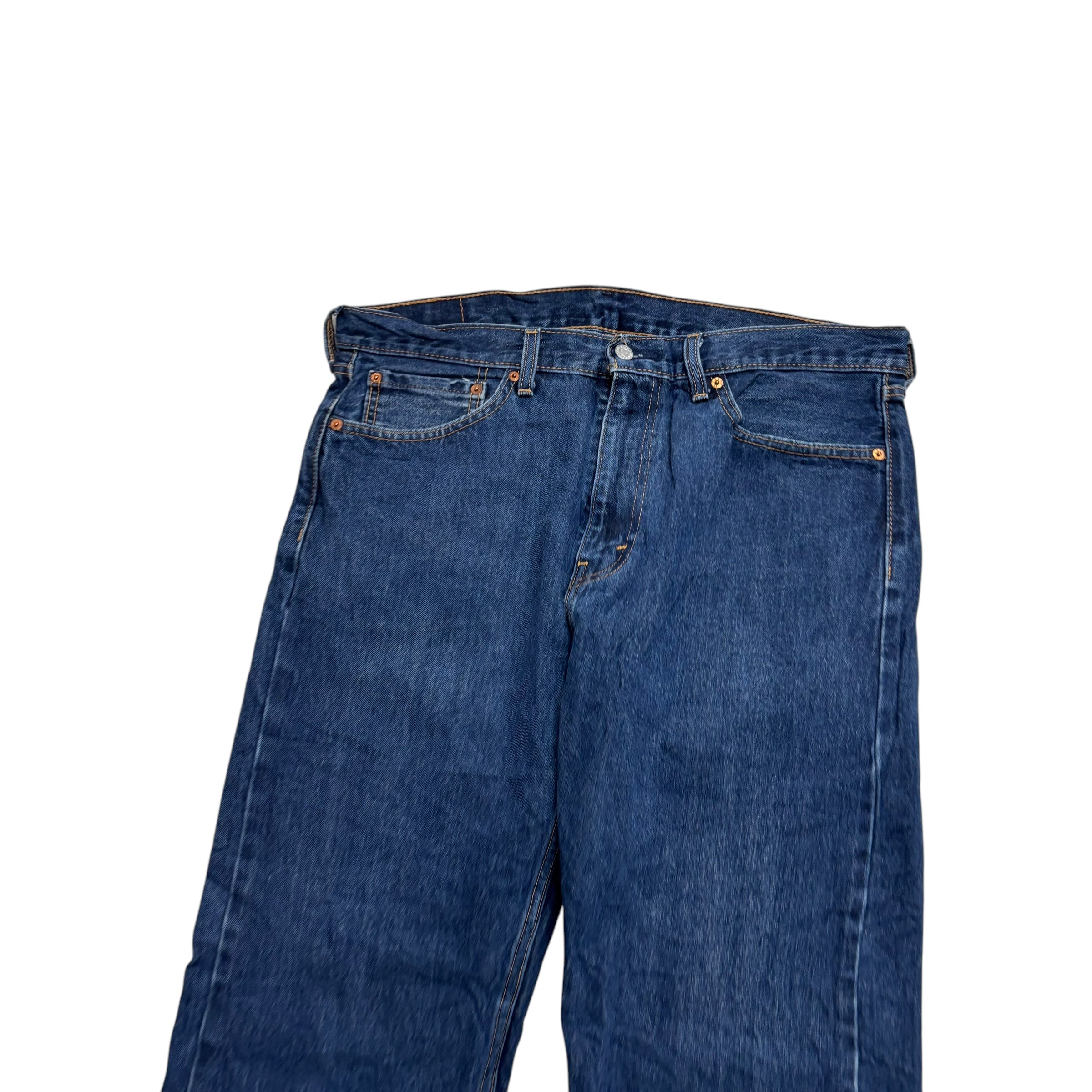 Levis 505 Jeans W36 L30 Mens Dark Blue Regular Straight Fit Denim (E)