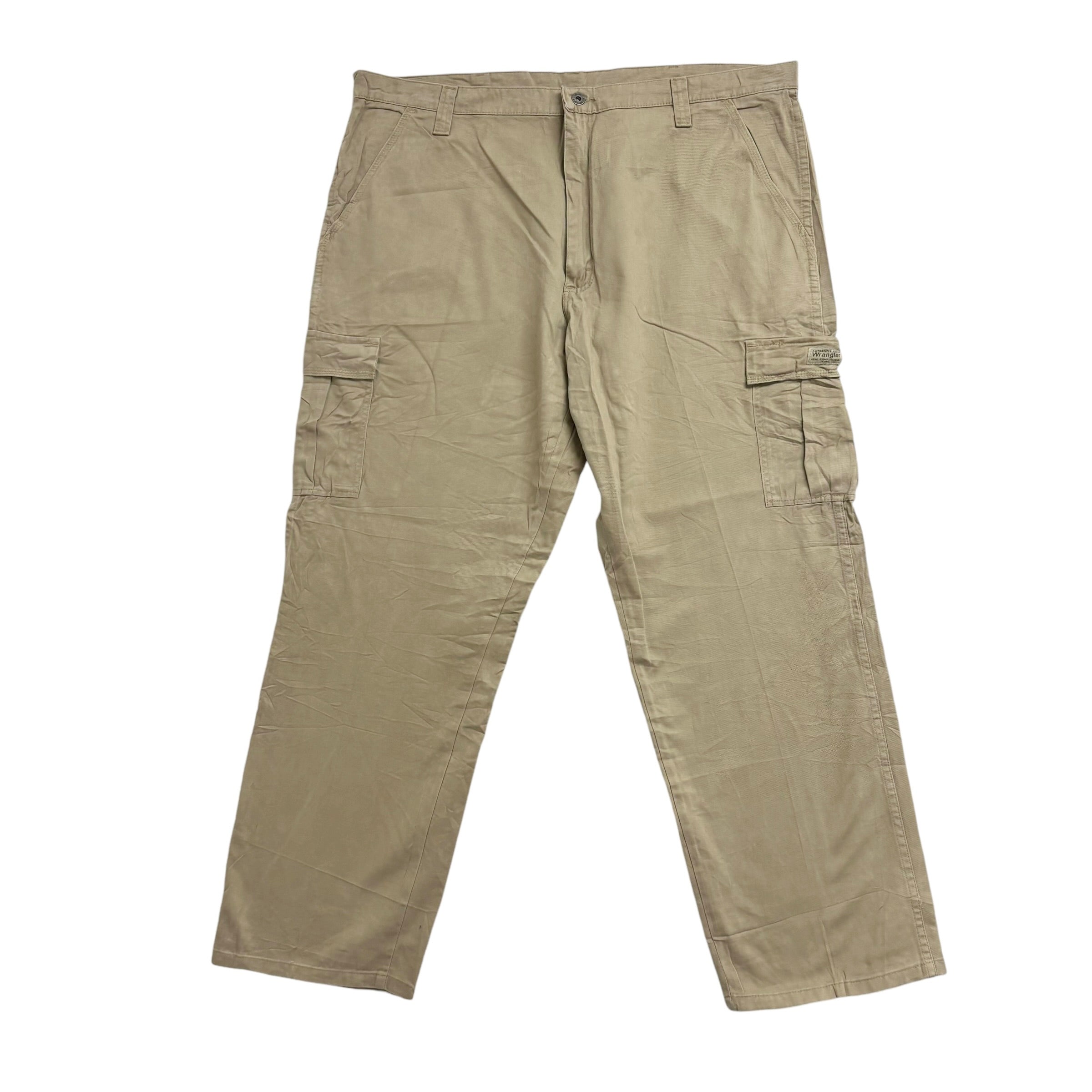 Wrangler Carpenter Pants W42 L30 Mens Beige Tan Baggy Relaxed Straight Fit