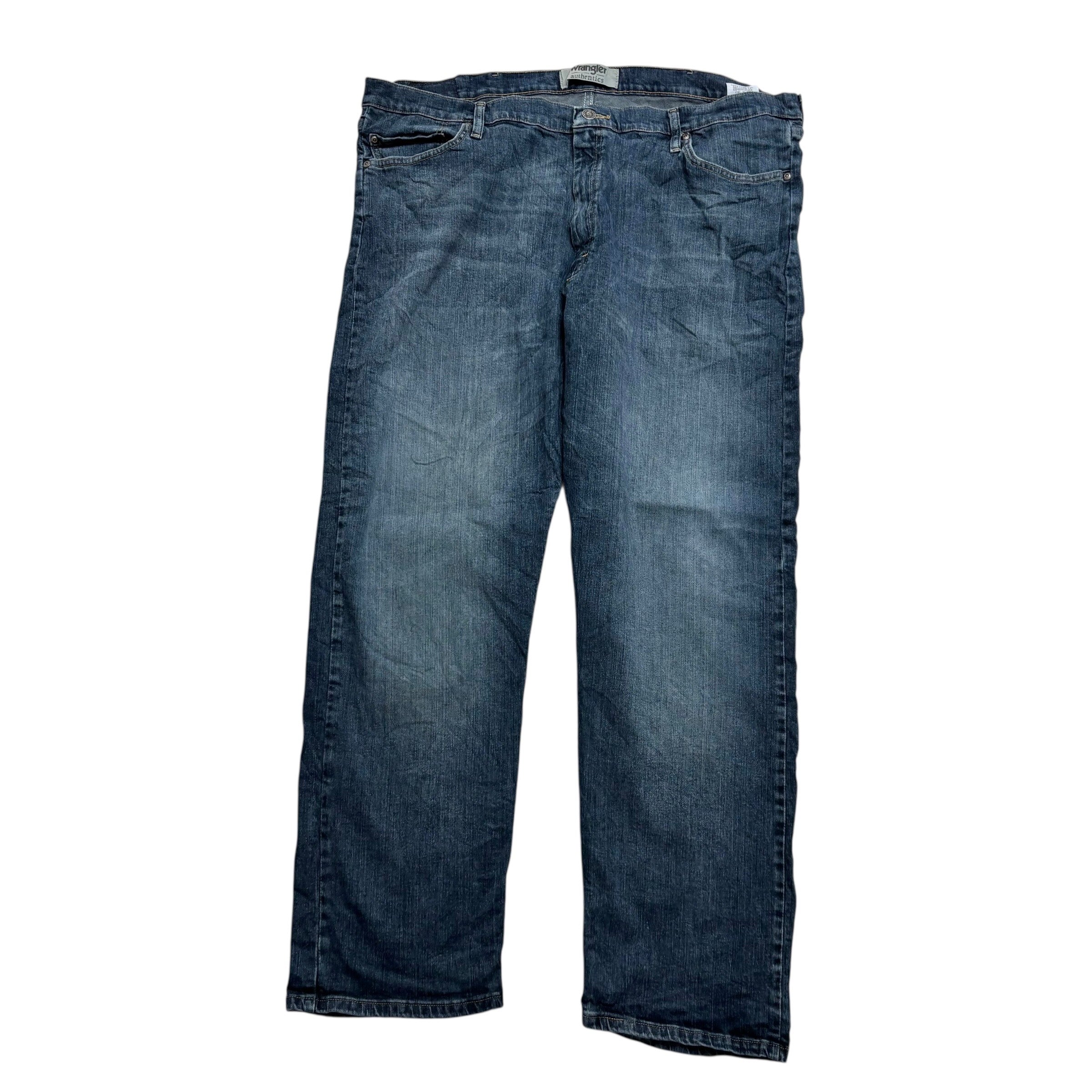 Wrangler Jeans W42 L30 Mens Dark Blue Relaxed Straight Fit Stretch Denim (E)