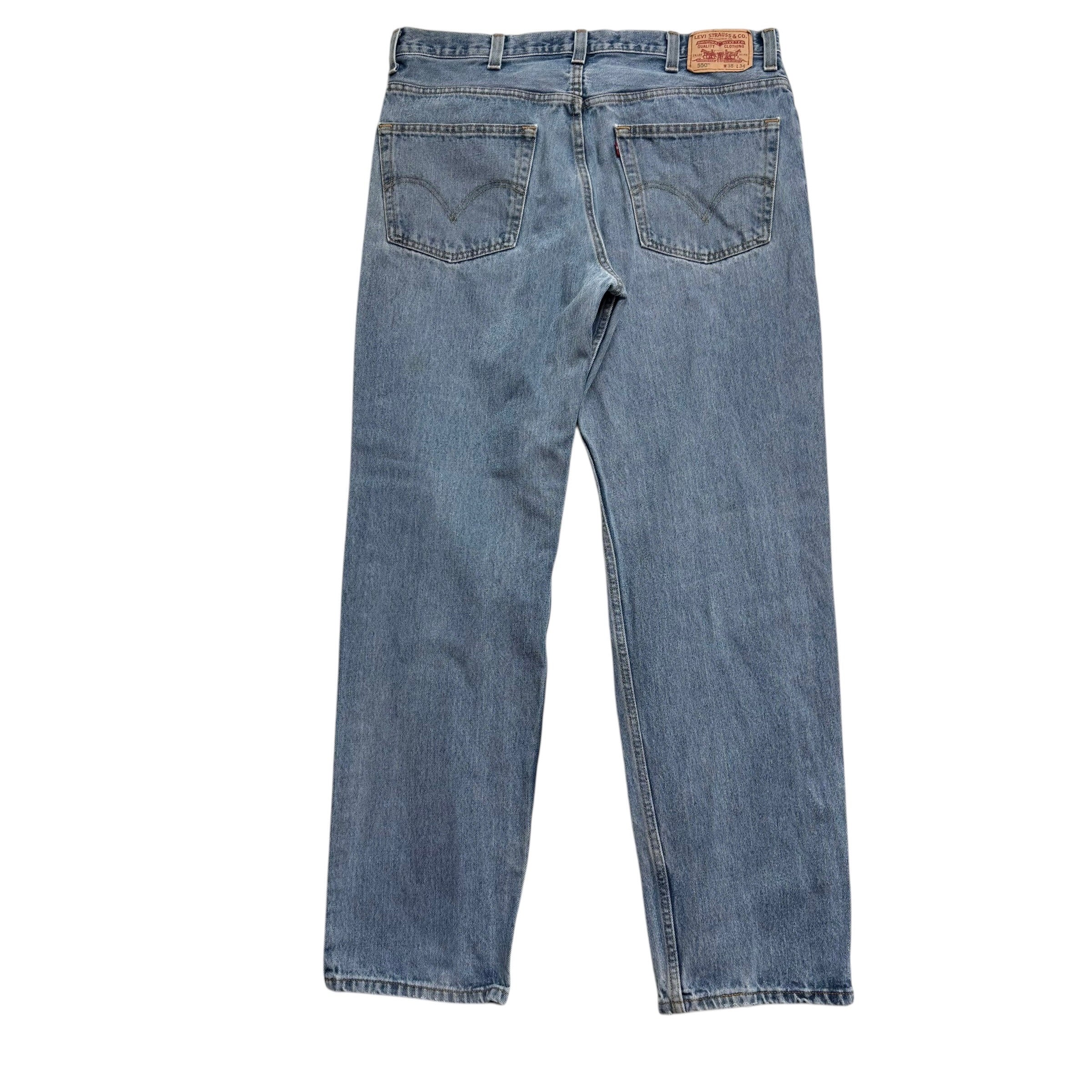 Levis 550 Jeans W38 L34 Mens Light Blue Baggy Relaxed Straight Vintage Denim (F)
