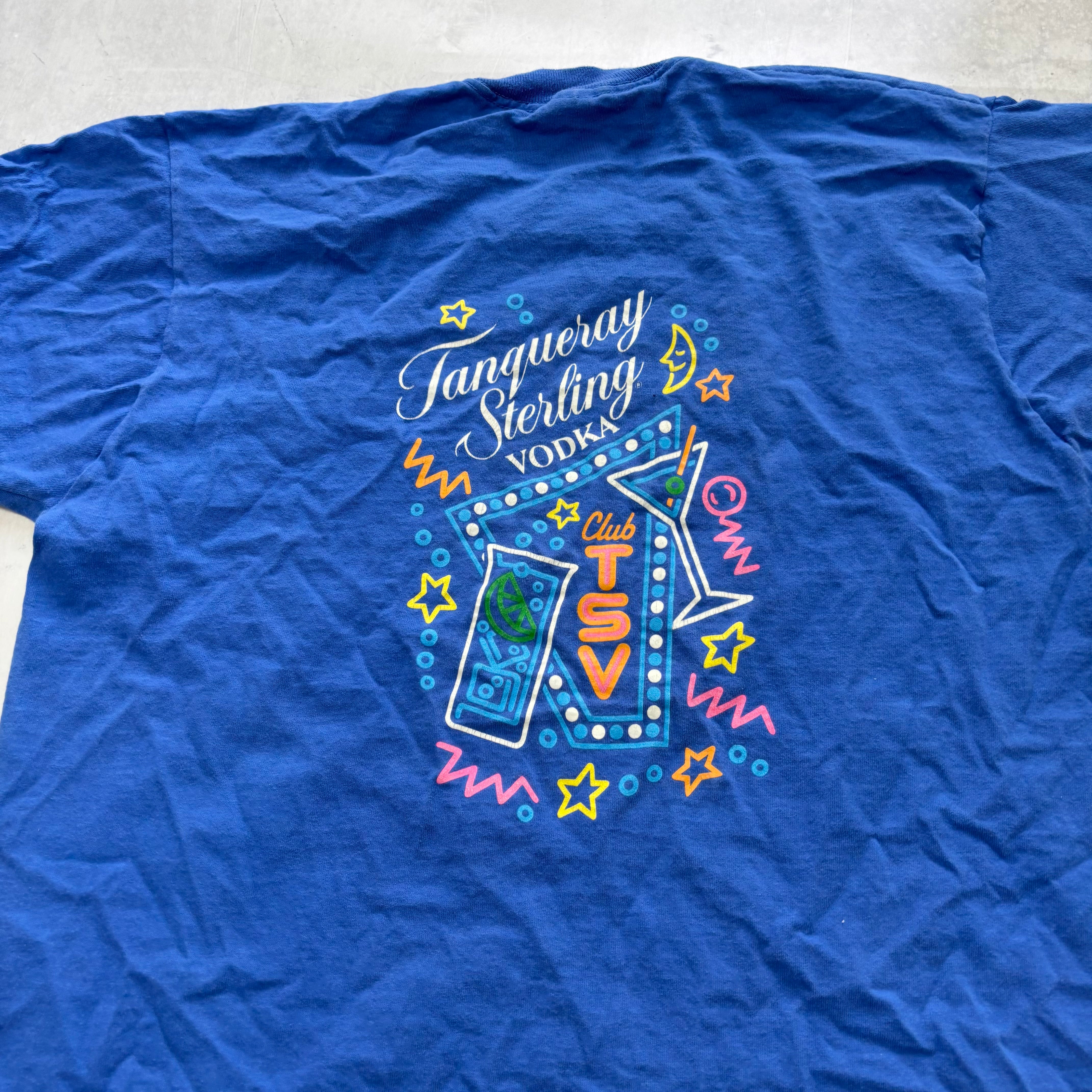 Vintage T Shirt Mens XL Blue Single Stitch Graphic Print 90s USA Vodka (E)