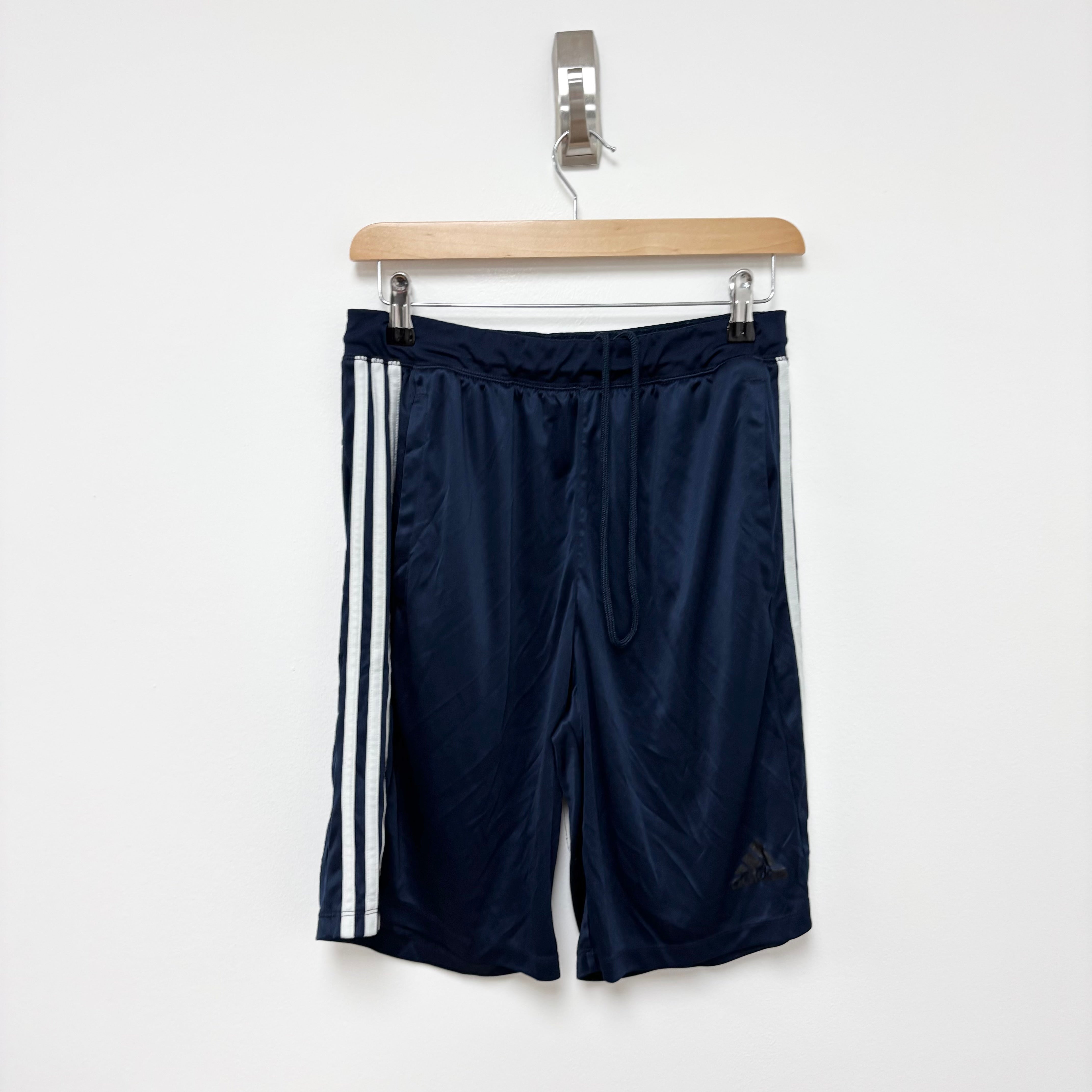 Adidas Shorts Mens Medium Navy Blue Sports Running Gym Athletic Pockets (E)