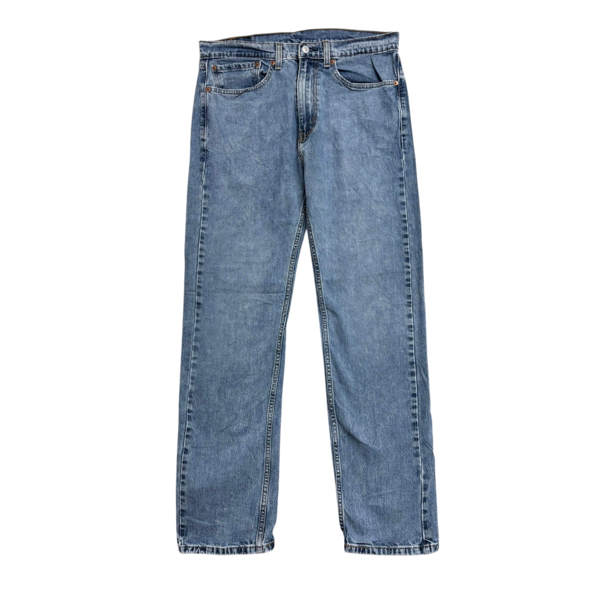 Levis 505 Jeans W34 L31 Mens Light Blue Regular Straight Fit Stretch Denim (E)