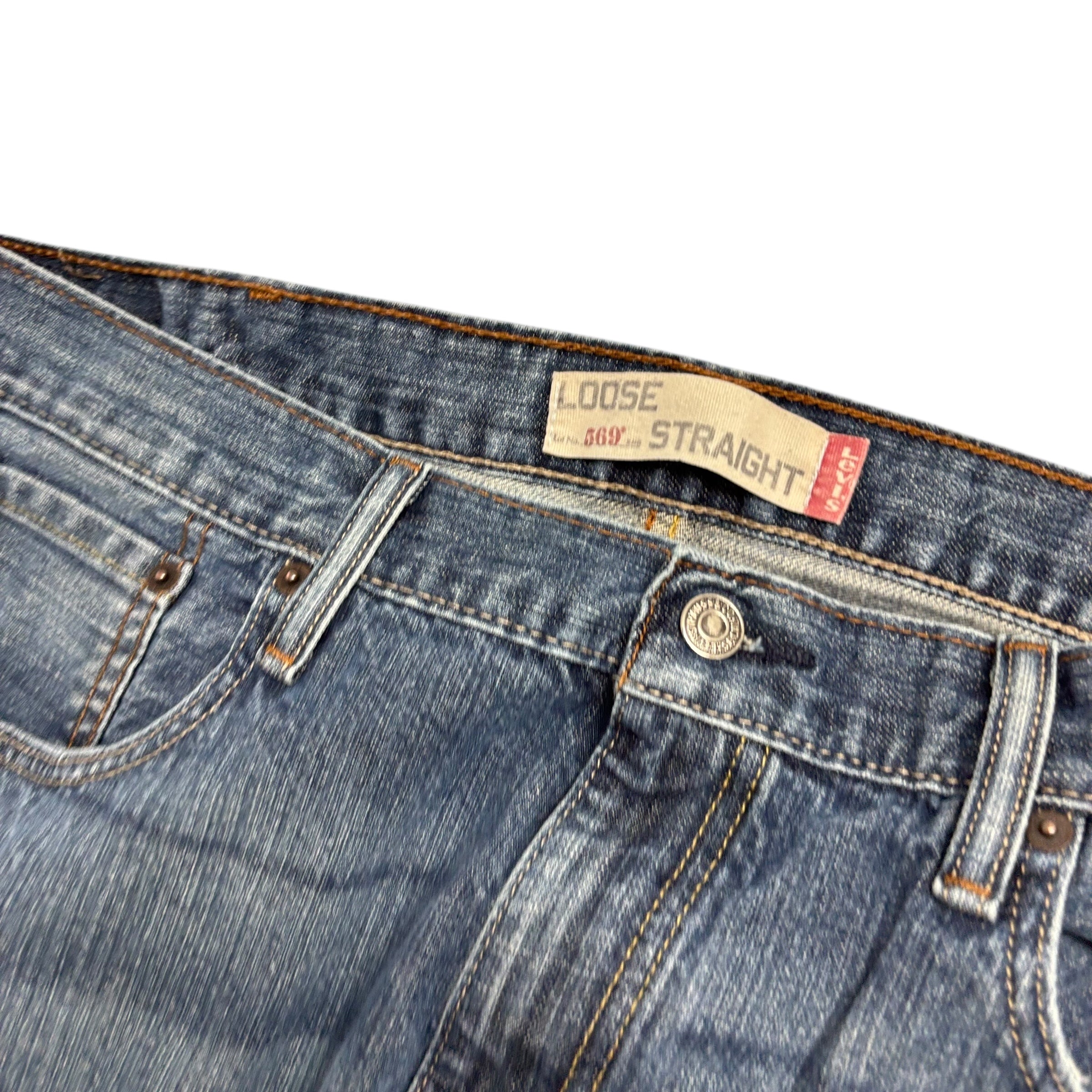 Levis 569 Jeans W38 L34 Mens Mid Blue Baggy Relaxed Straight Vintage Denim (E)
