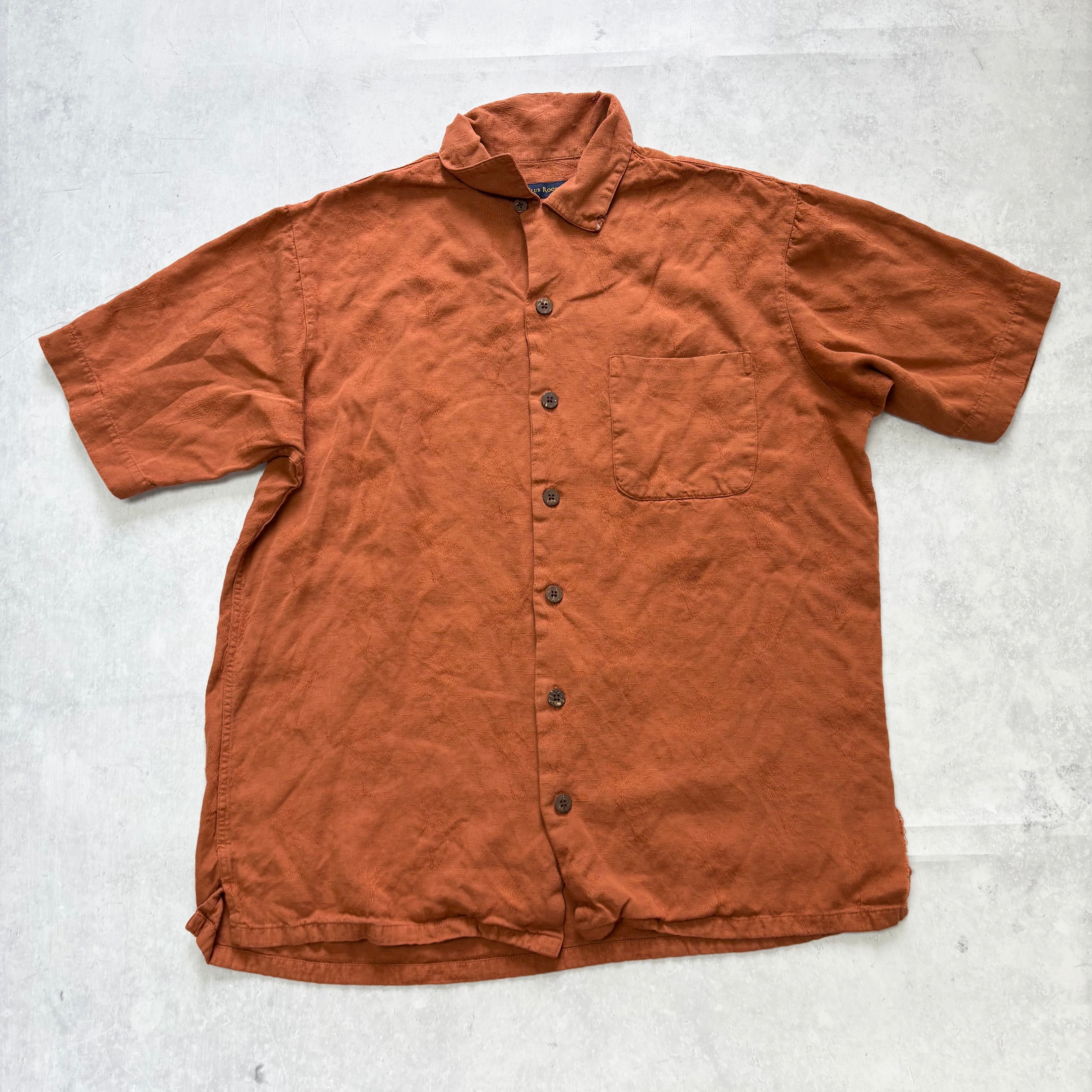 Vintage Shirt Mens Small Orange Short Sleeve Rayon