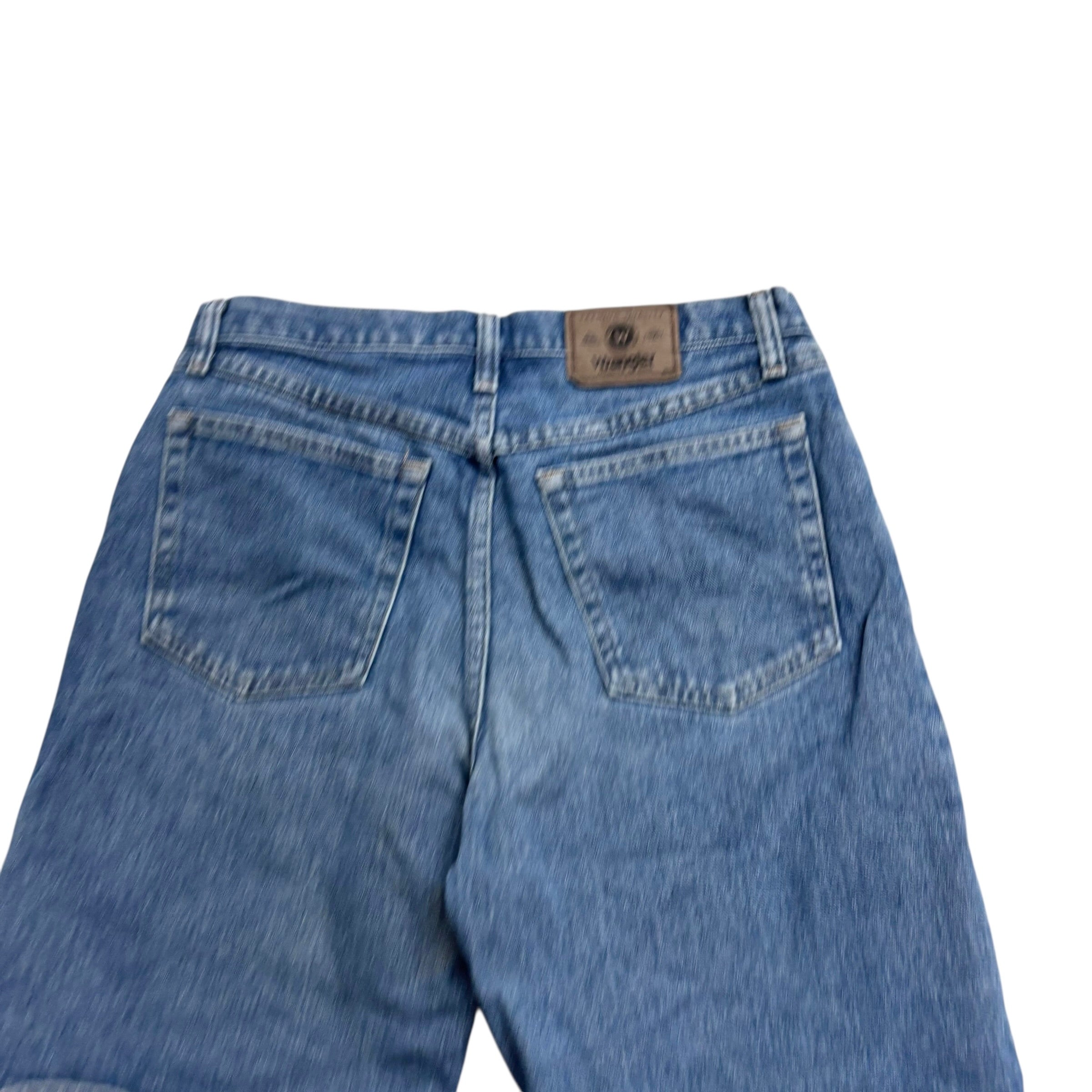 Vintage Wrangler Baggy Jorts W32 Mens Denim Shorts Mid Blue Relaxed Fit