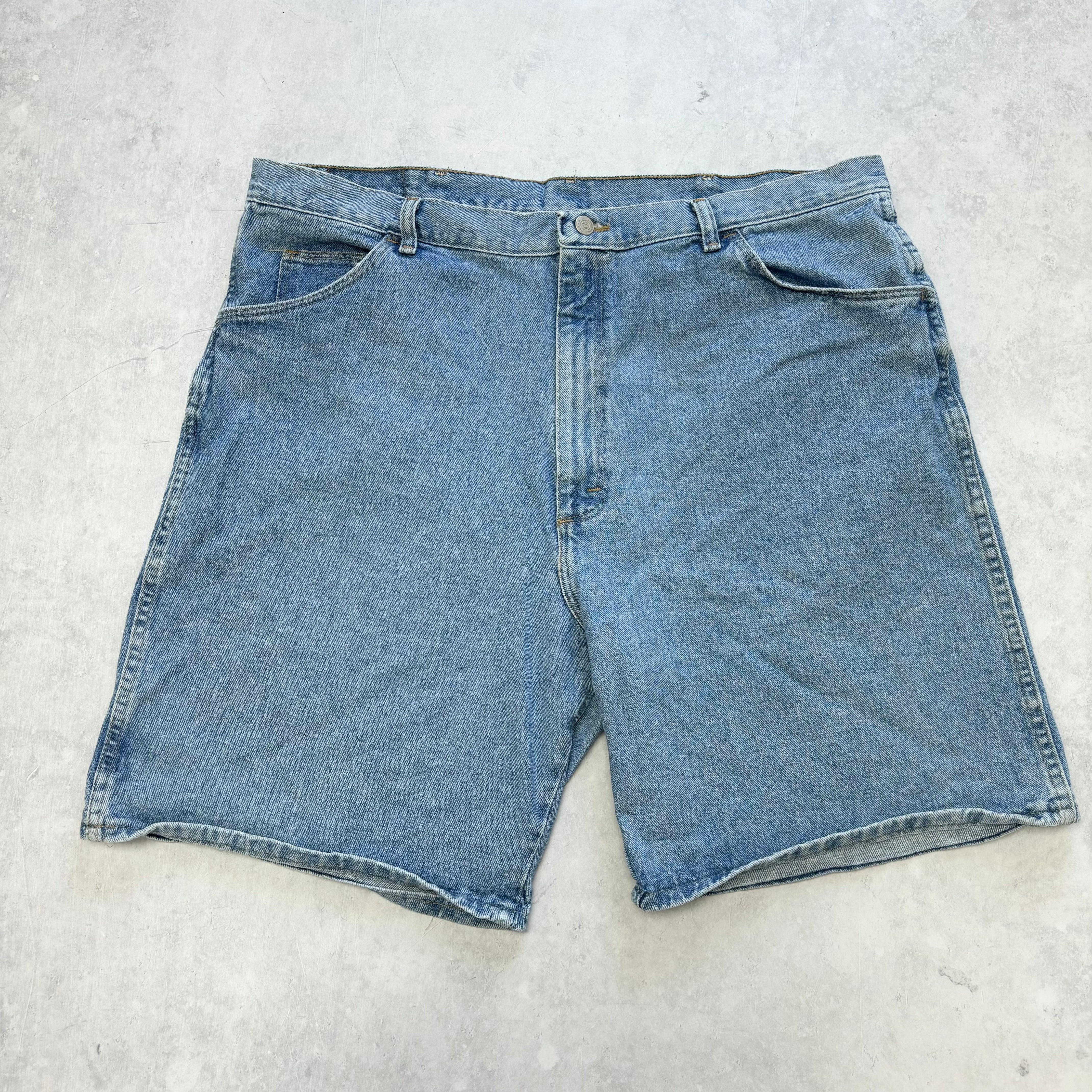 Vintage Wrangler Jorts W42 Mens Denim Shorts Light Blue Baggy Relaxed Fit