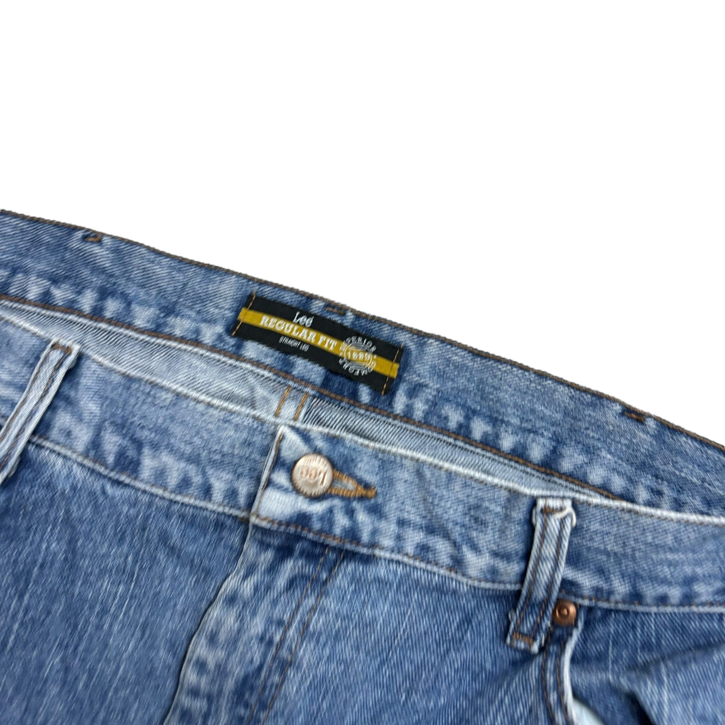 Lee Jeans W42 L30 Mens Mid Blue Regular Straight Fit Denim