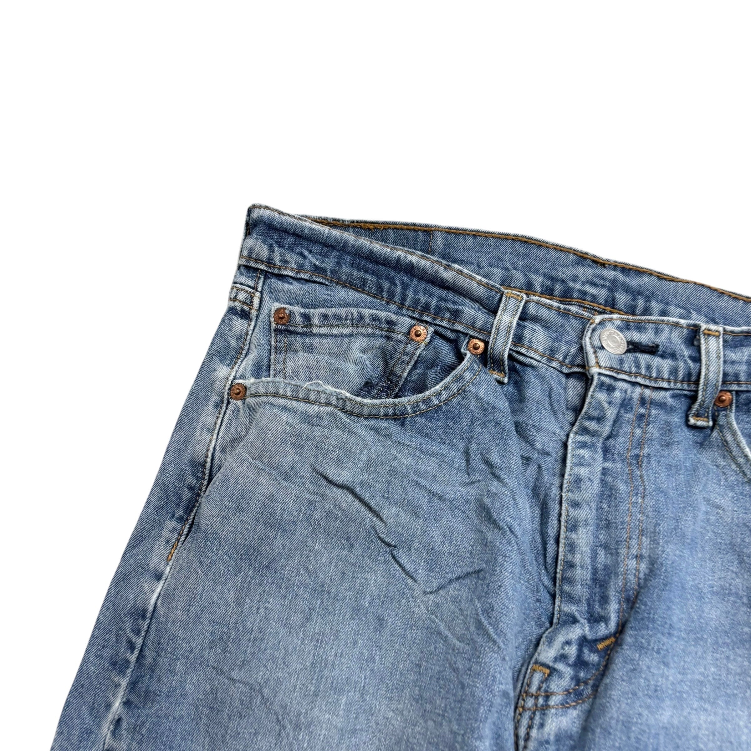 Levis 505 Jeans W33 L30 Mens Light Blue Regular Straight Fit Stretch Denim