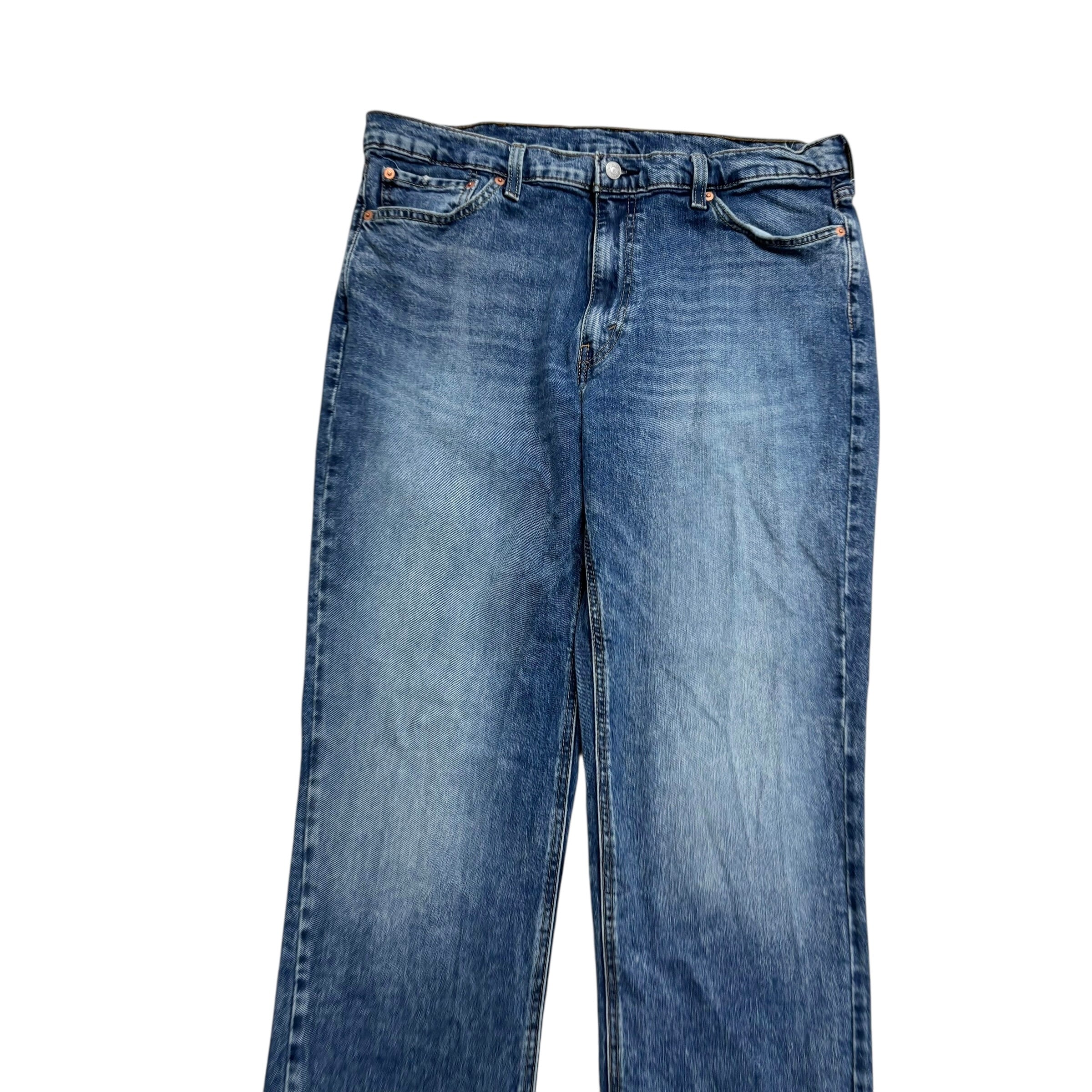 Levis 541 Jeans W38 L32 Mens Mid Blue Athletic Tapered Fit Stretch Denim (E)