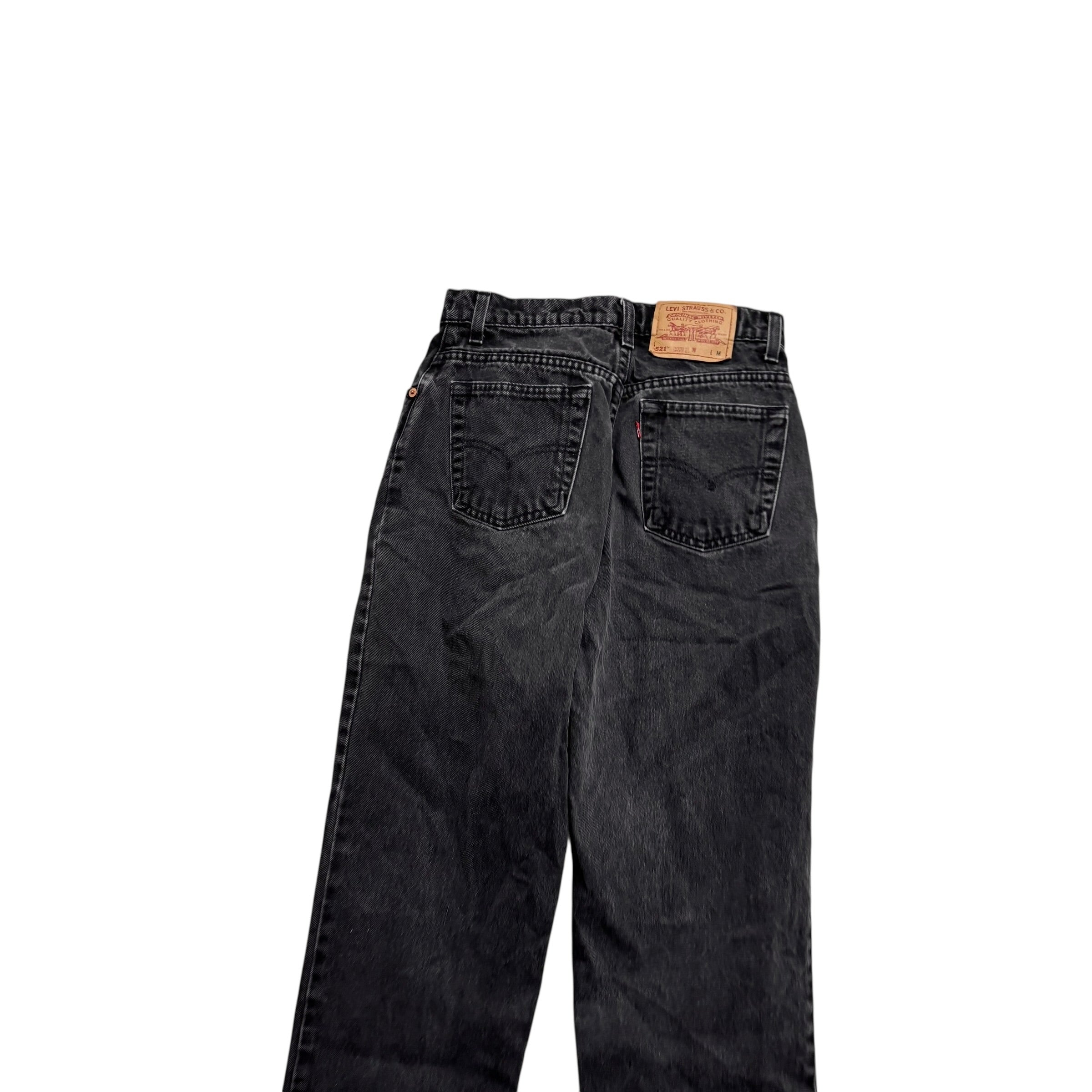 Levis 521 Jeans W26 L30 Womens Black Regular Tapered Fit Vintage Denim