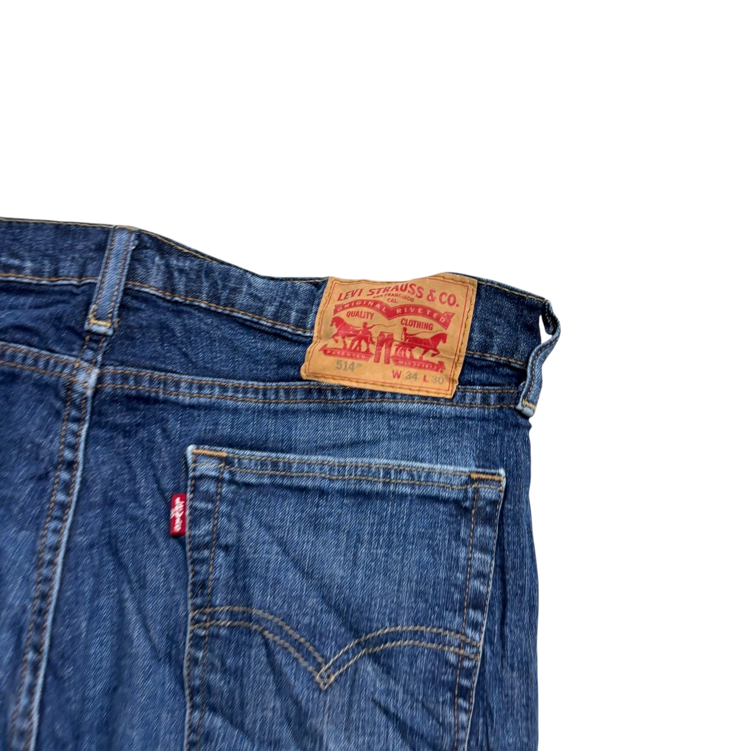 Levis 514 Jeans W34 L30 Mens Dark Blue Regular Straight Fit Stretch Denim