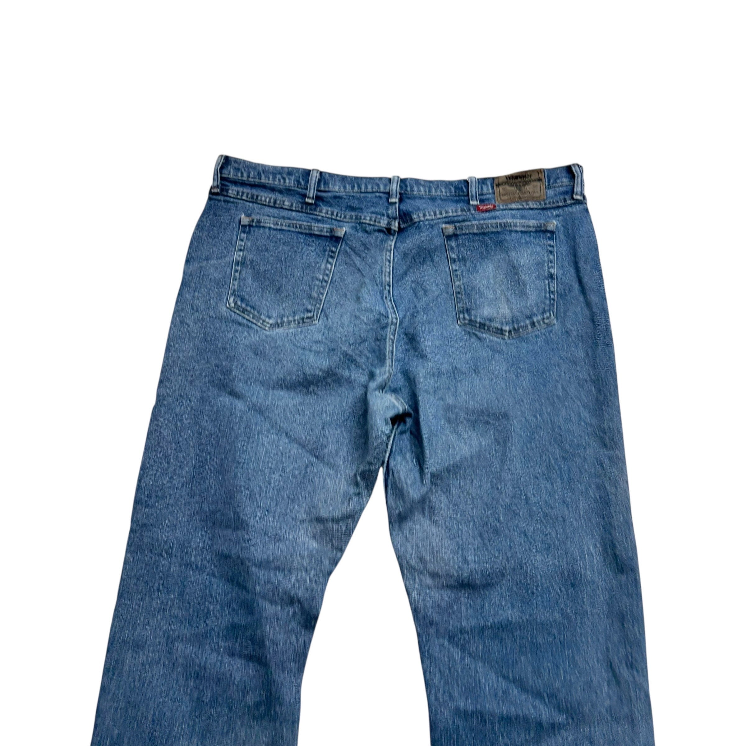 Wrangler Jeans W42 L32 Mens Mid Blue Relaxed Straight Fit Stretch Denim