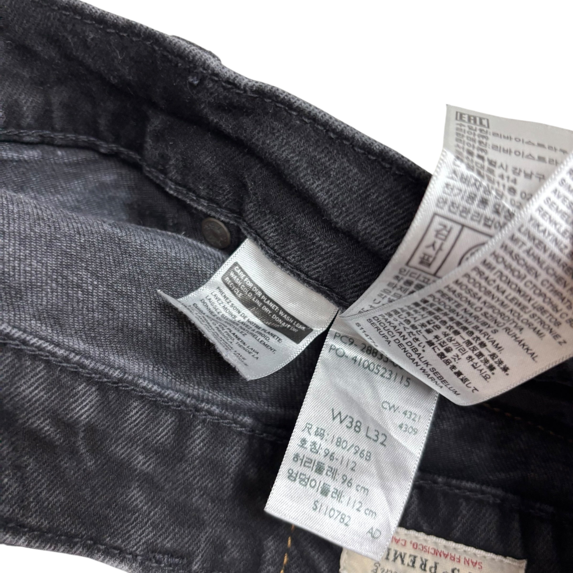 Levis 512 Jeans W38 L31 Mens Black Slim Tapered Fit Stretch Premium Denim (E)