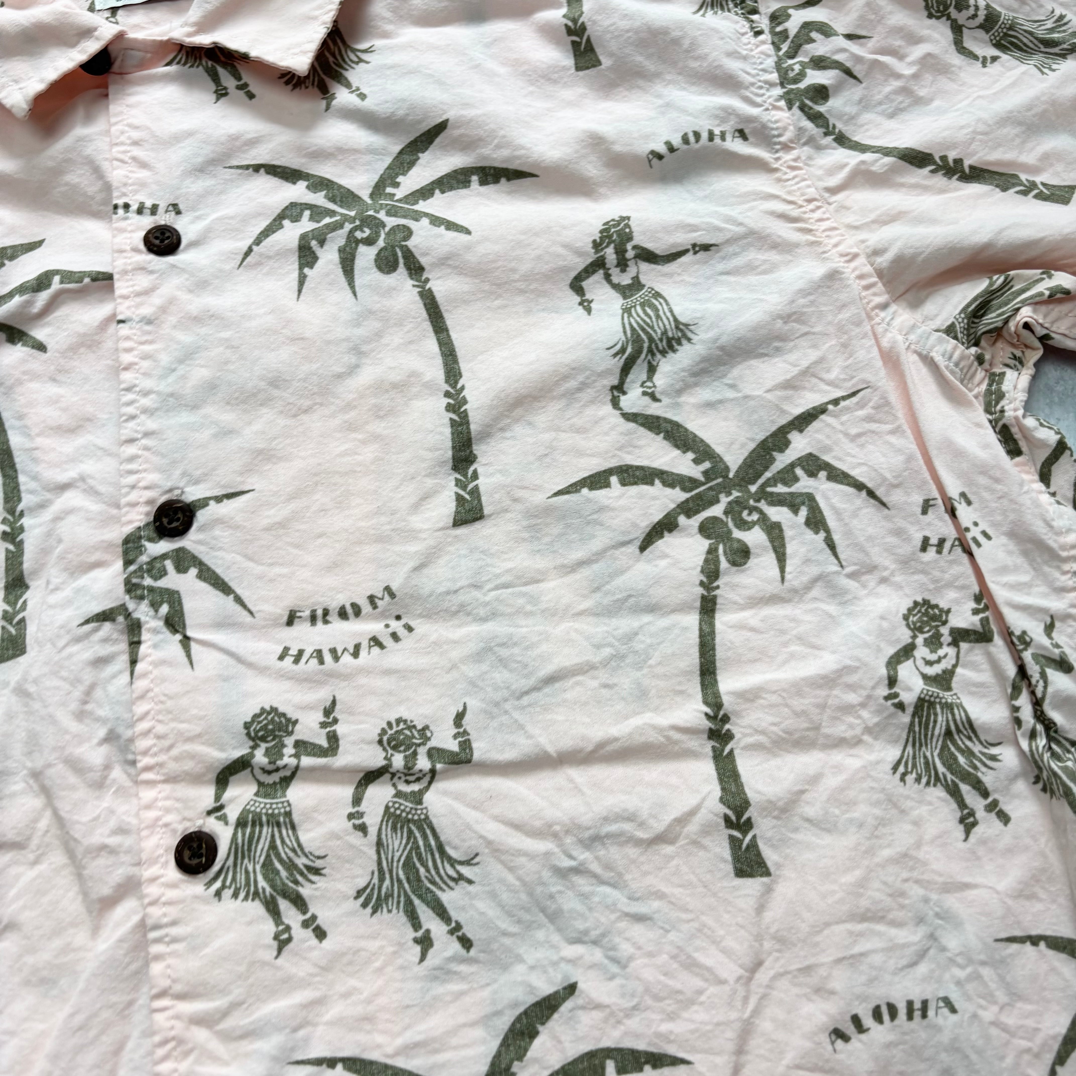 Hurley Hawaiian Shirt Mens Large Pink Floral Aloha Short Sleeve Surf (E)
