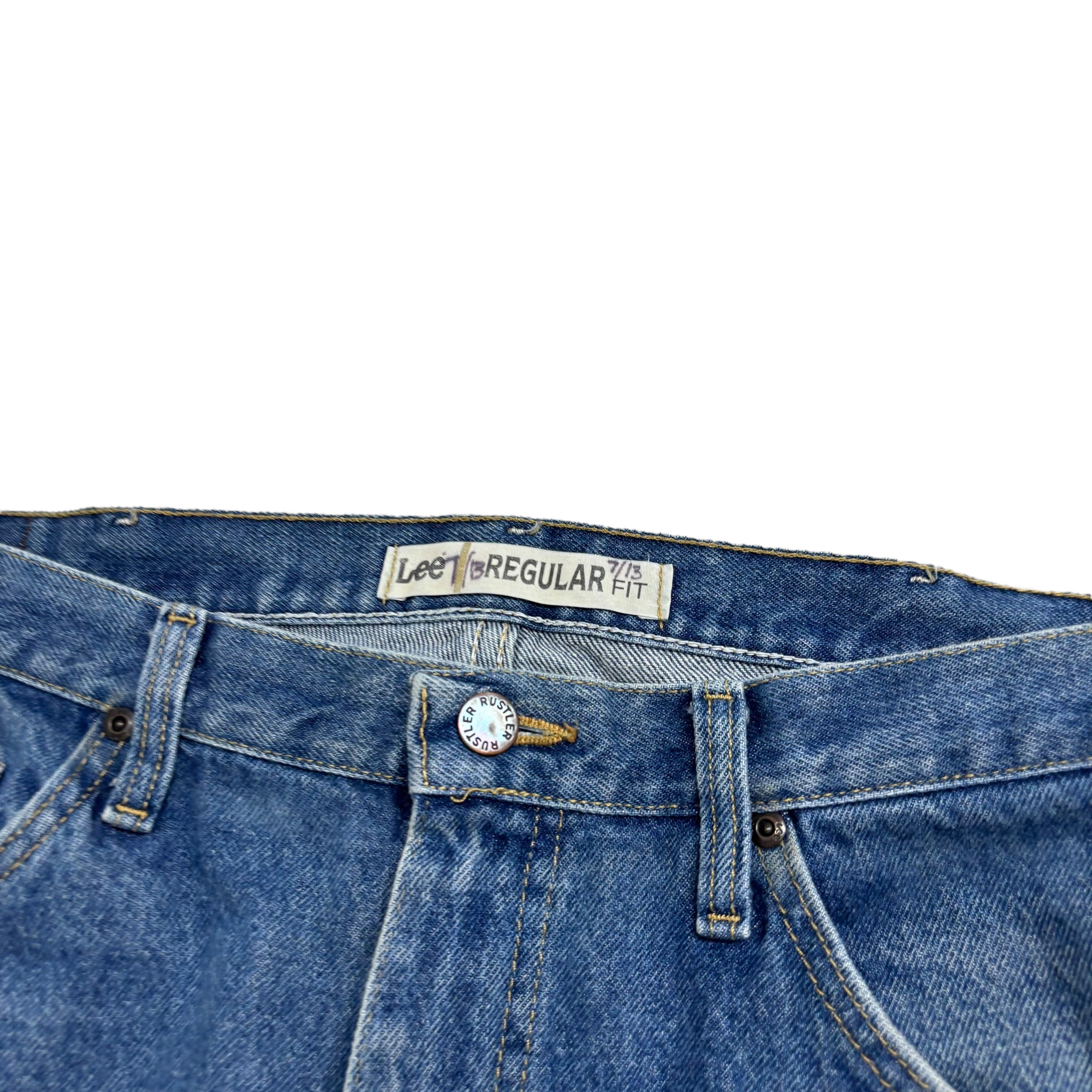 Lee Jeans W38 L32 Mens Mid Blue Regular Straight Fit Vintage Denim