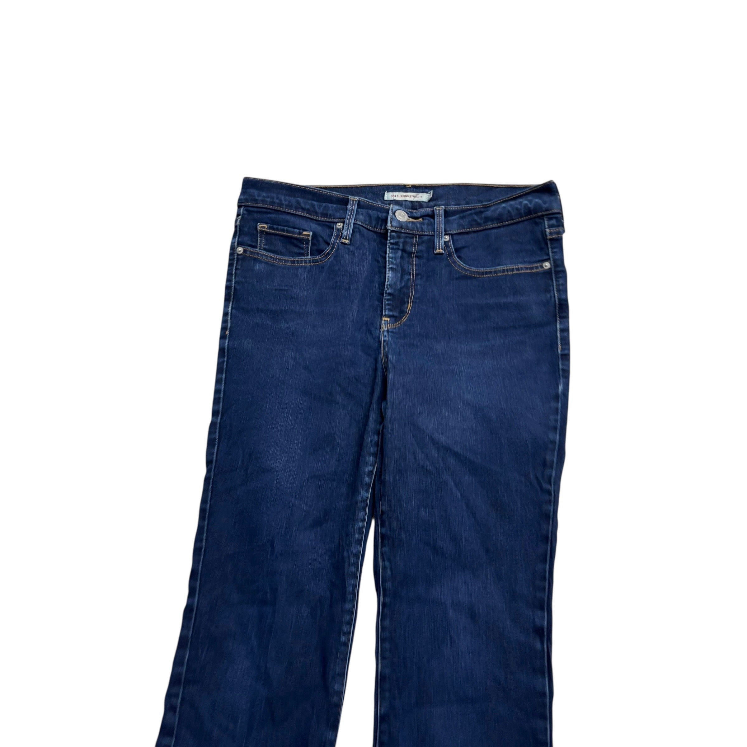 Levis 314 Jeans W29 L27 Womens Shaping Straight Dark Blue Stretch Denim (E)