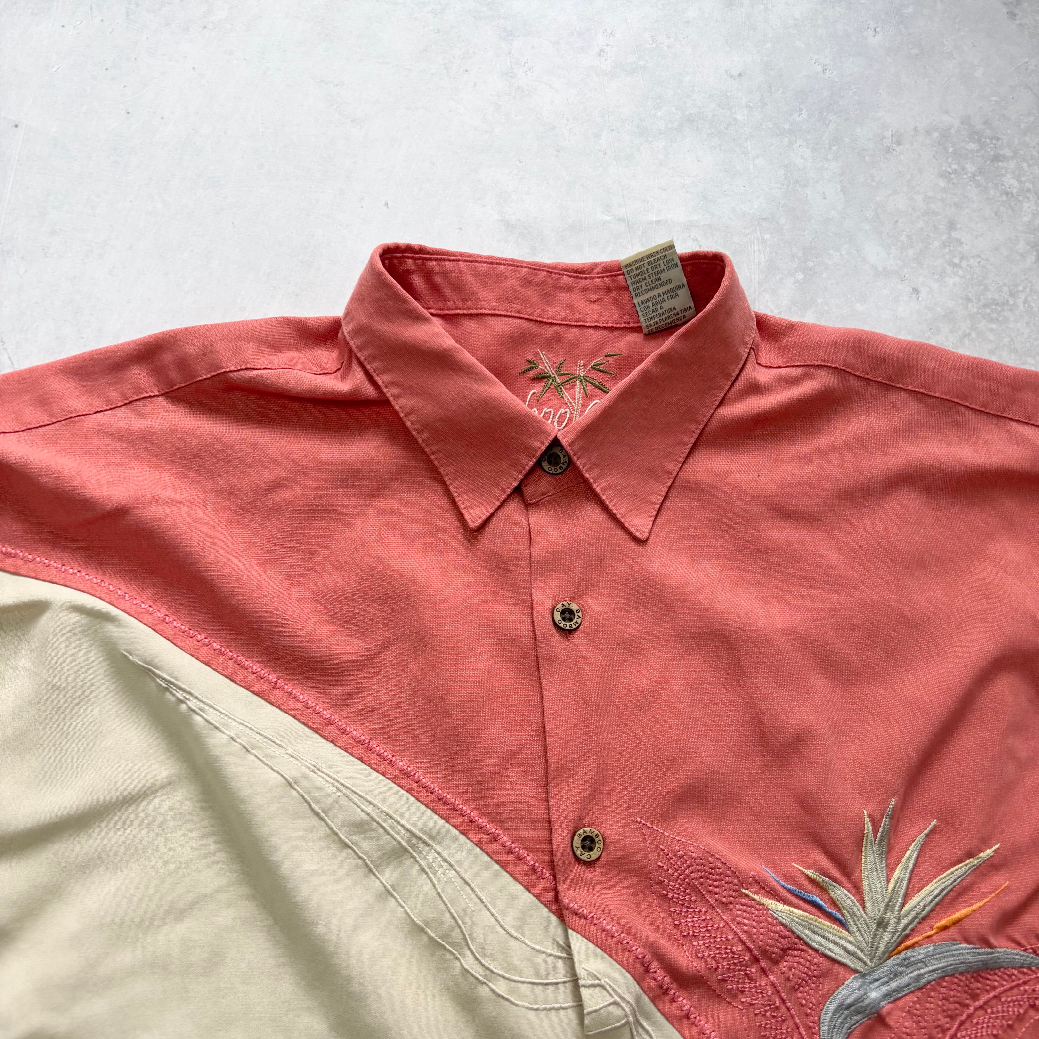 Vintage Hawaiian Shirt Mens XL Pink Floral Aloha Short Sleeve (E)
