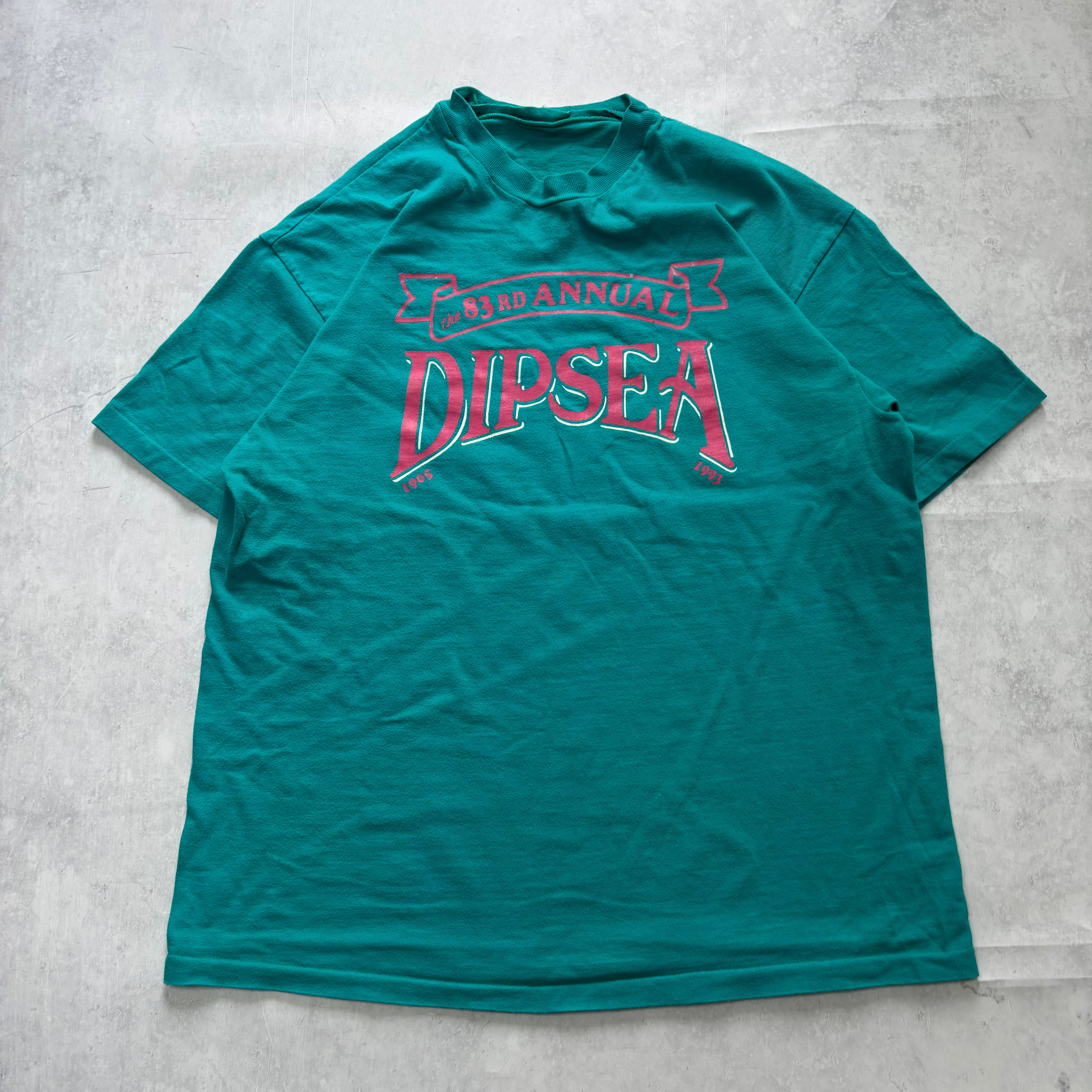 Vintage T Shirt Mens Large Turquoise Single Stitch Graphic Print 90s USA