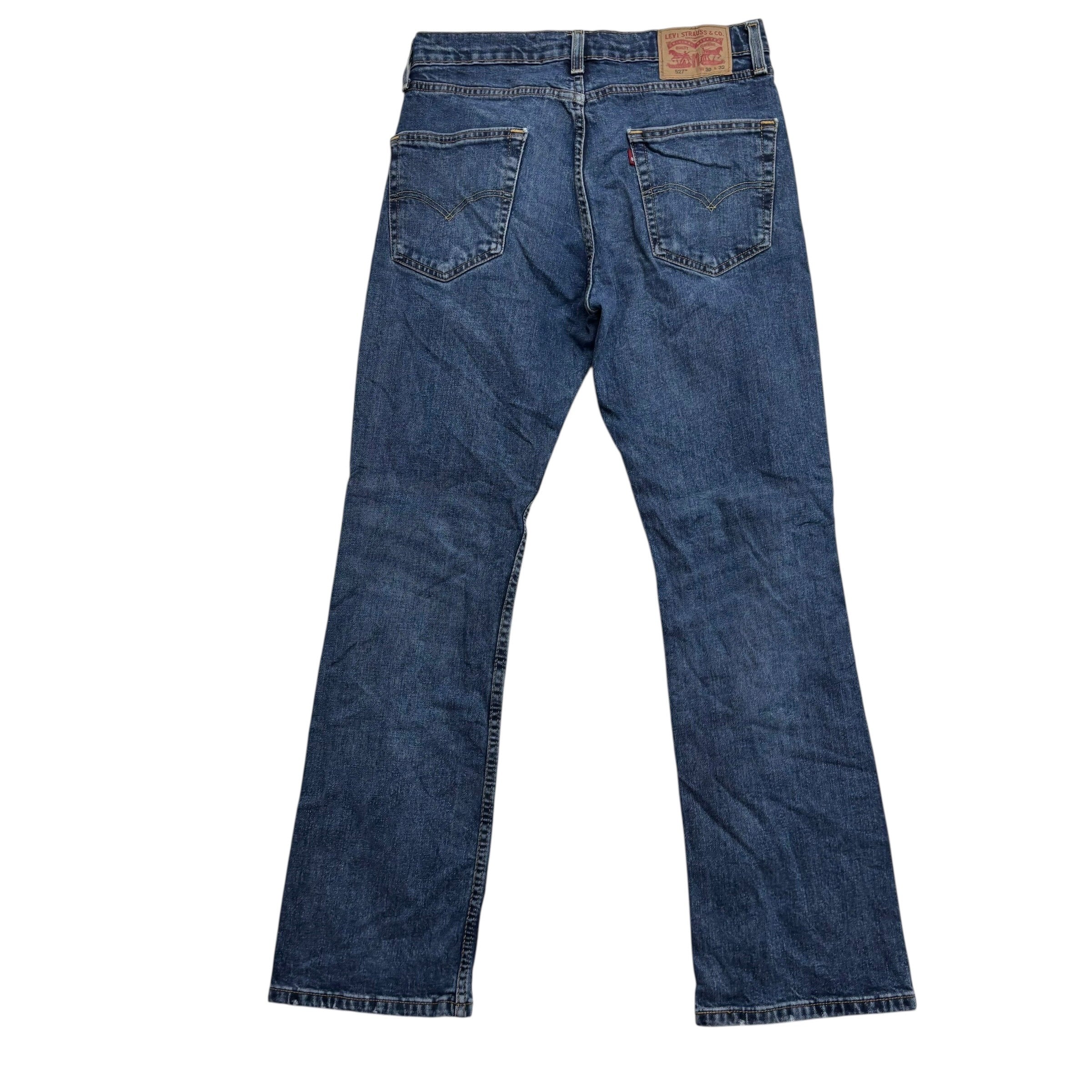 Levis 527 Jeans W30 L32 Mens Mid Blue Slim Bootcut Fit Stretch Denim (E)