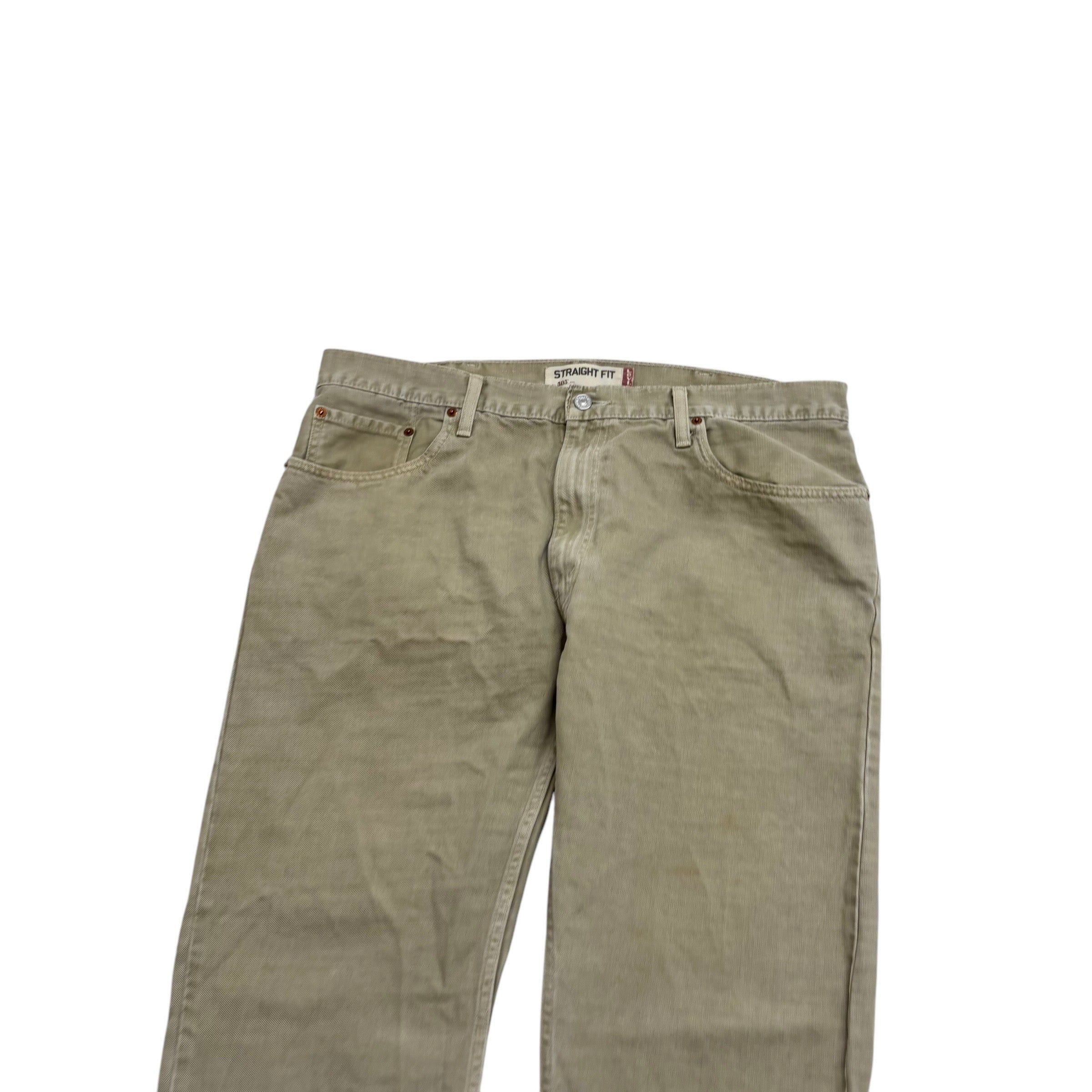 Levis 505 Jeans W38 L30 Mens Lime Green Regular Straight Fit Vintage Denim (F)