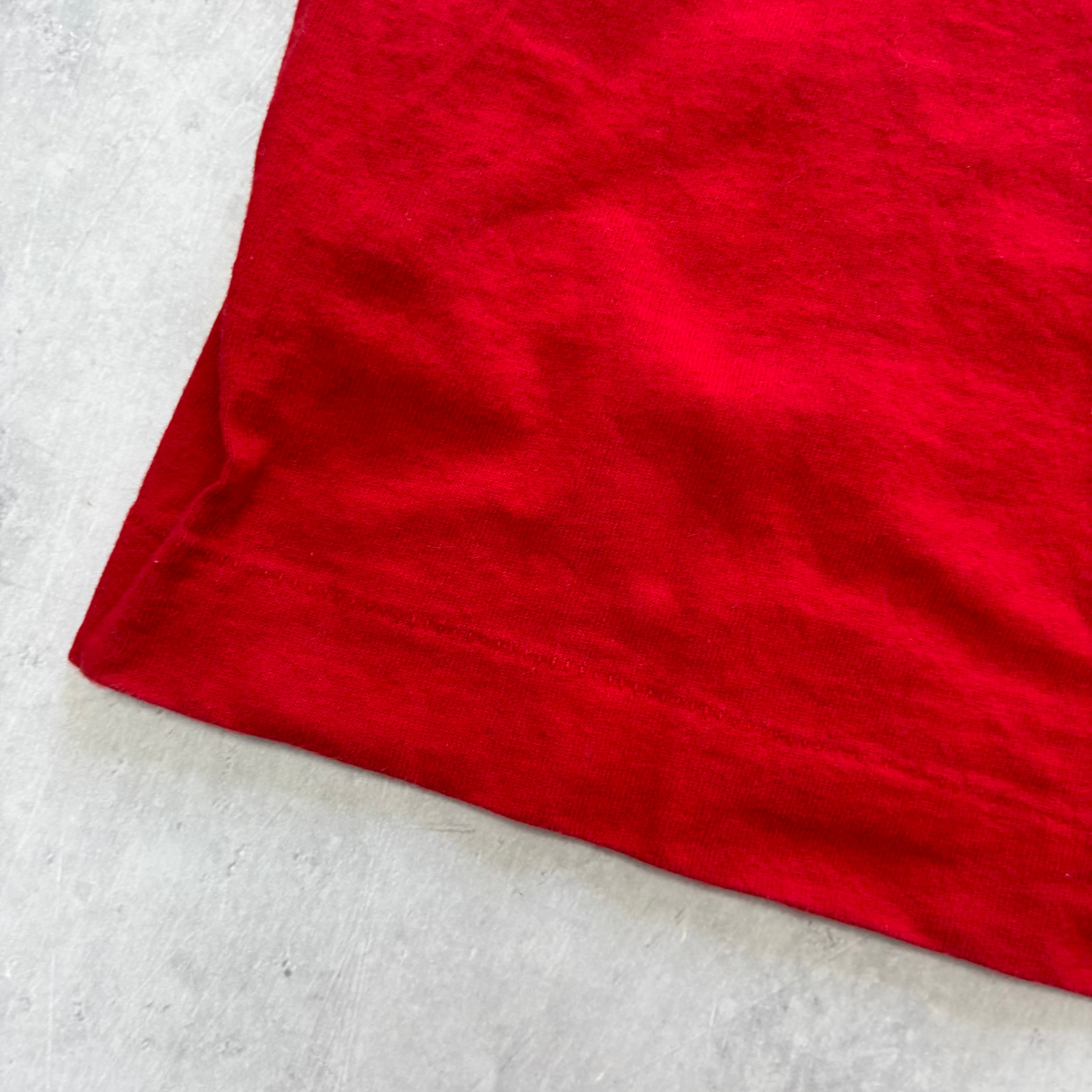 Vintage T Shirt Mens Medium Red Single Stitch Graphic Print 90s Racing (E)