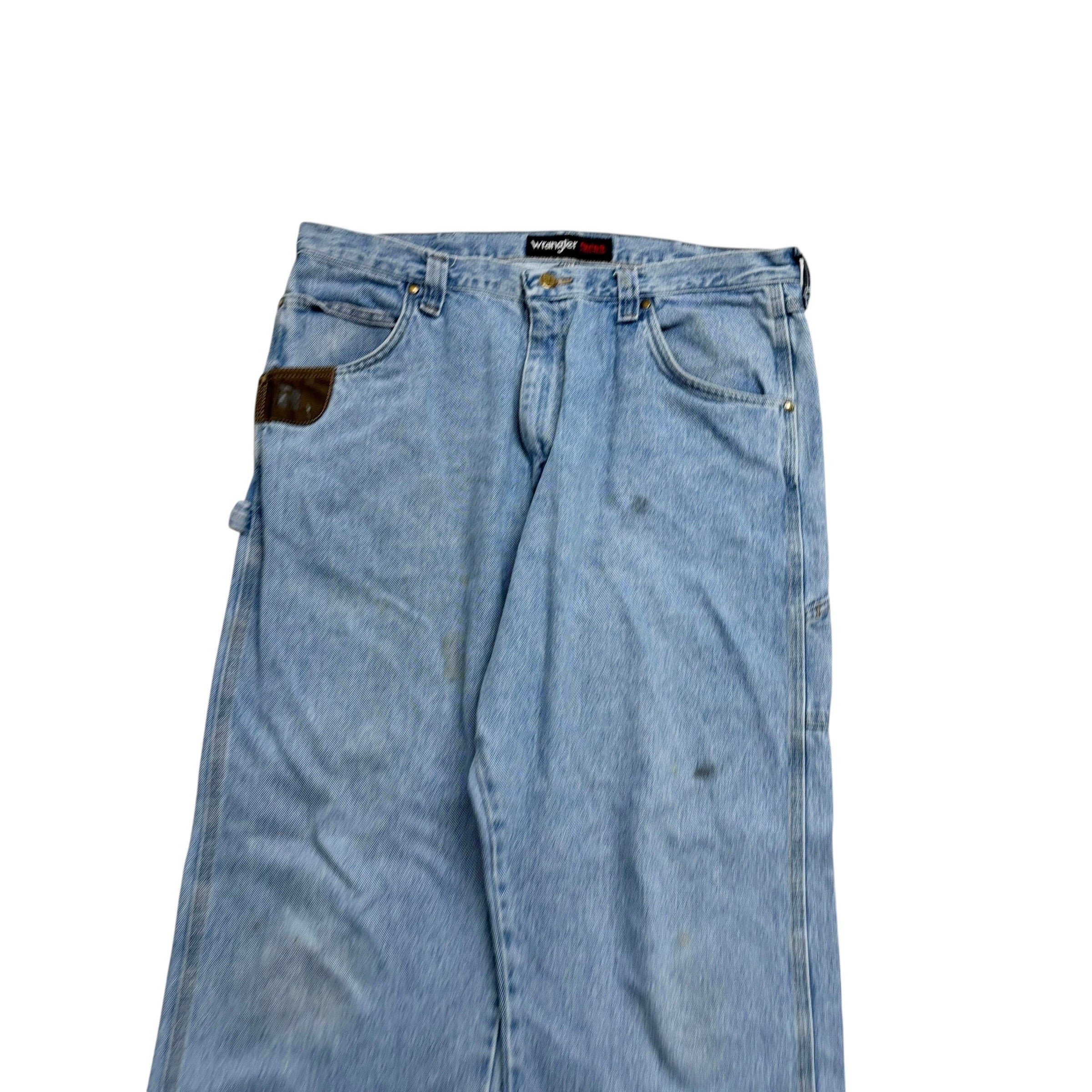 Wrangler Carpenter Jeans W38 L30 Mens Light Blue Baggy Relaxed Straight Fit (F)