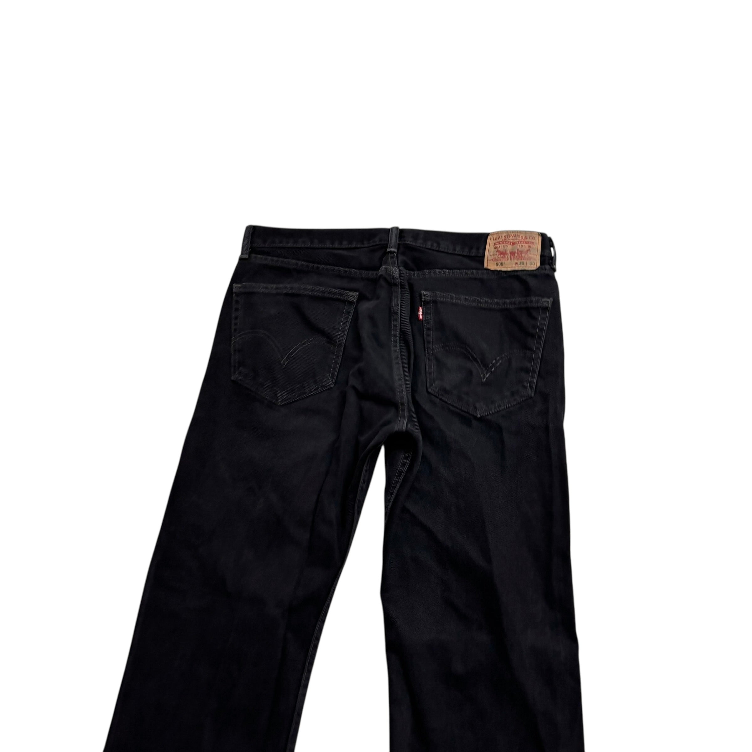 Levis 505 Jeans W36 L30 Mens Black Regular Straight Fit Vintage Denim (E)