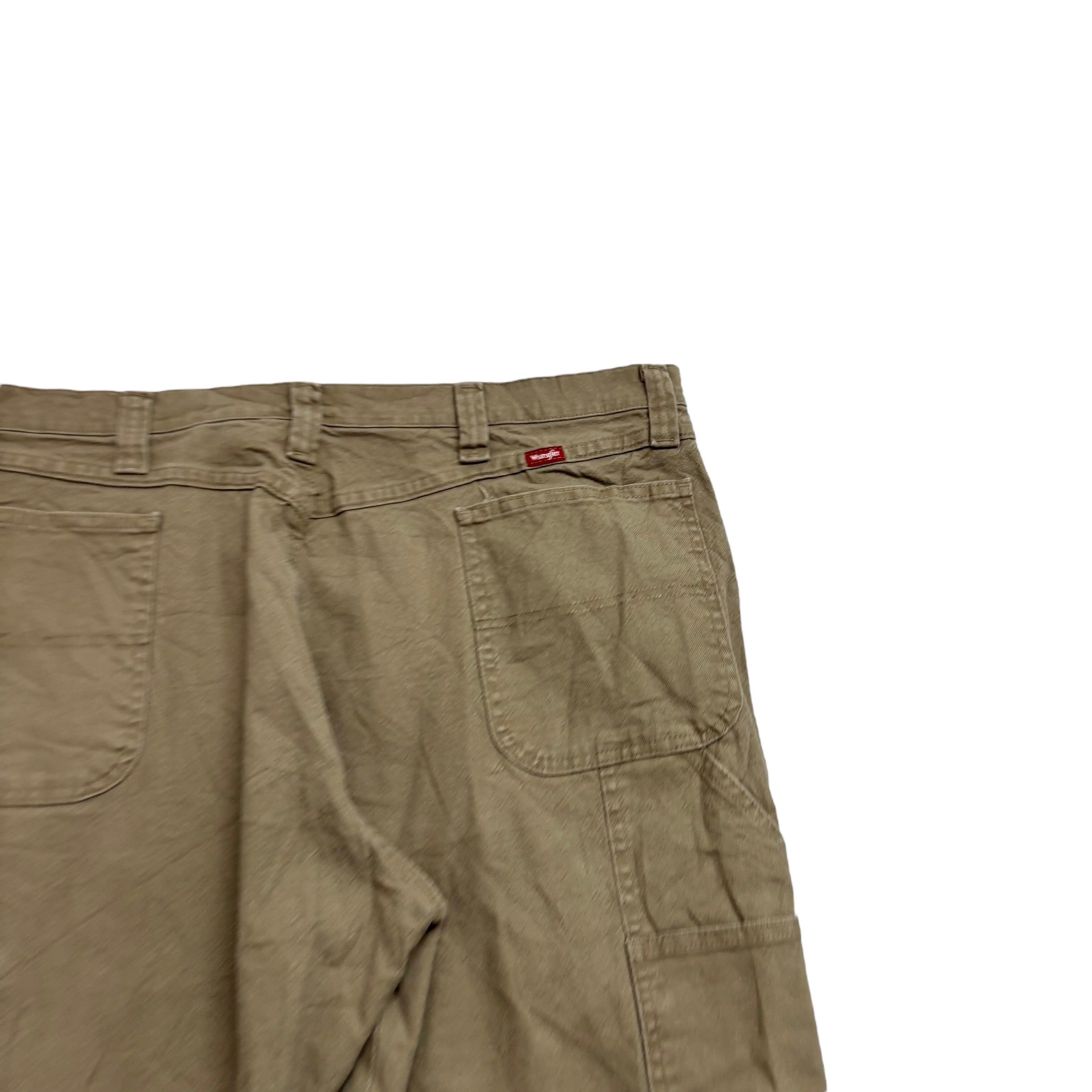 Wrangler Carpenter Pants W42 L32 Mens Khaki Relaxed Fit Stretch Trousers (E)