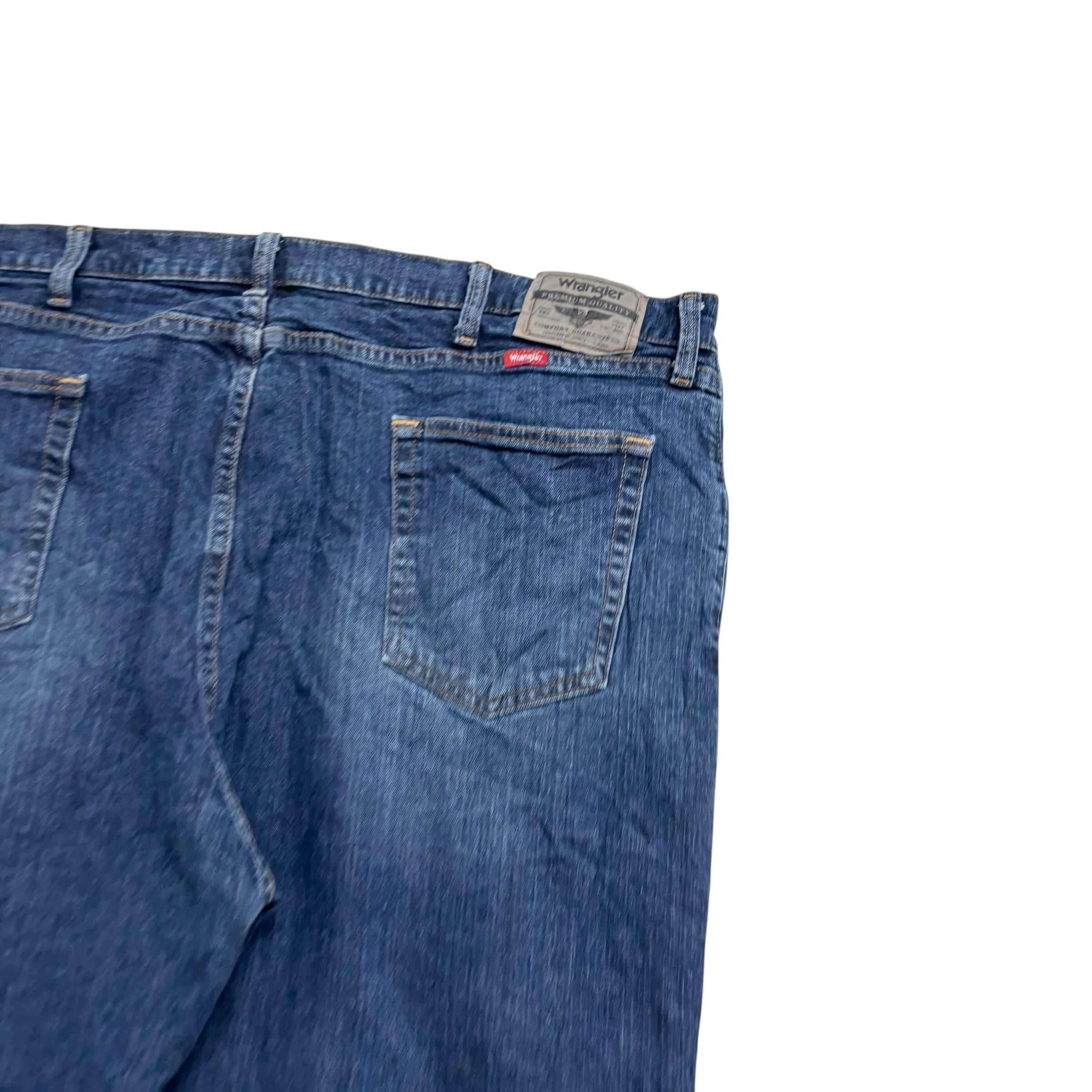 Wrangler Jeans W42 L30 Mens Dark Blue Relaxed Straight Fit Stretch Denim (E)