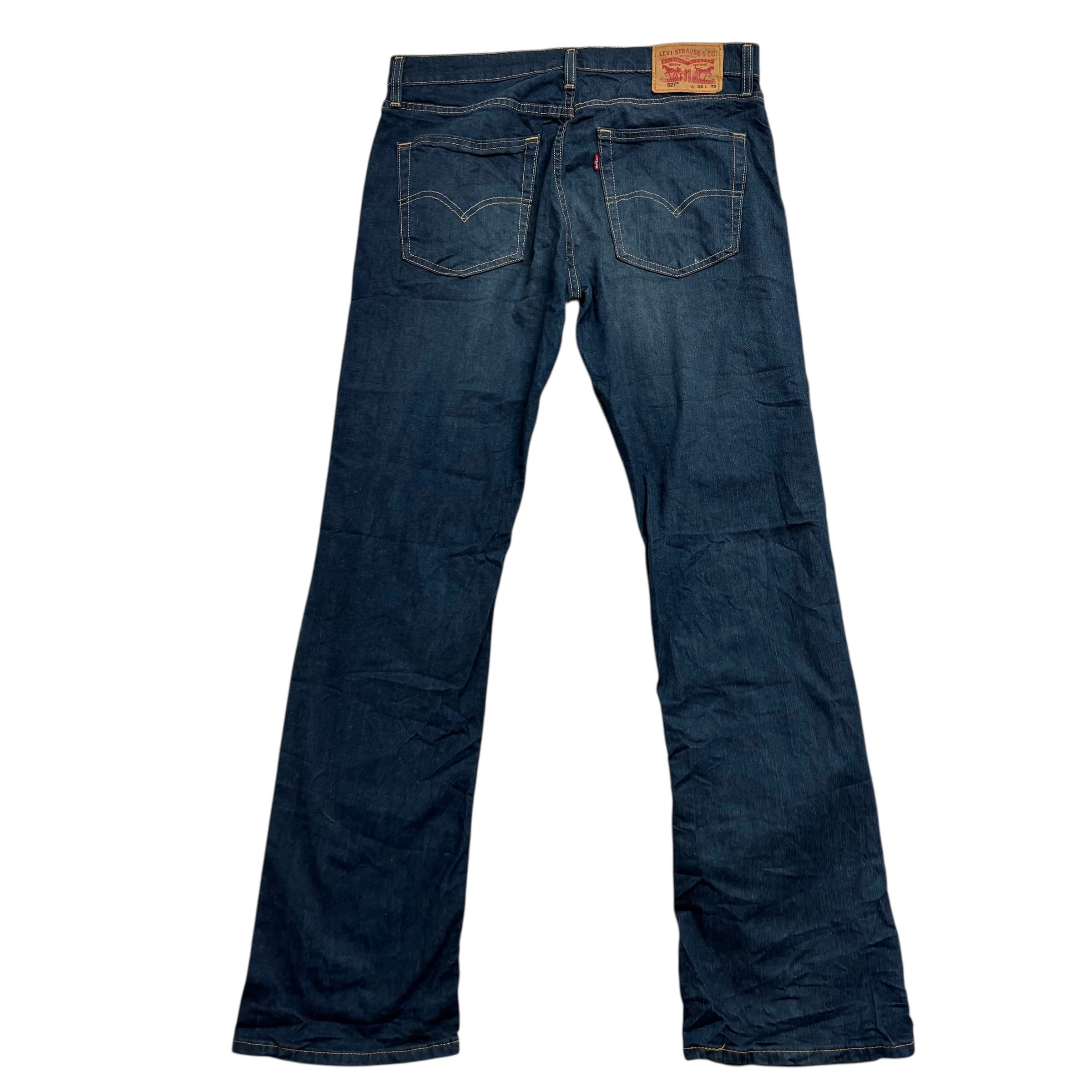 Levis 527 Jeans W33 L32 Mens Dark Blue Slim Bootcut Fit Stretch Denim (E)
