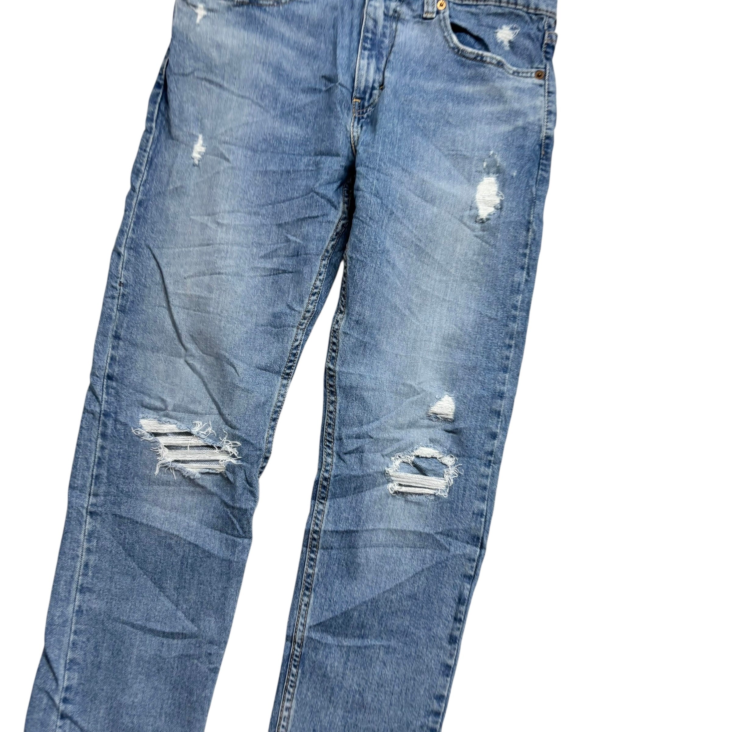 Levis 512 Jeans W32 L30 Mens Light Blue Slim Tapered Stretch Distressed Denim