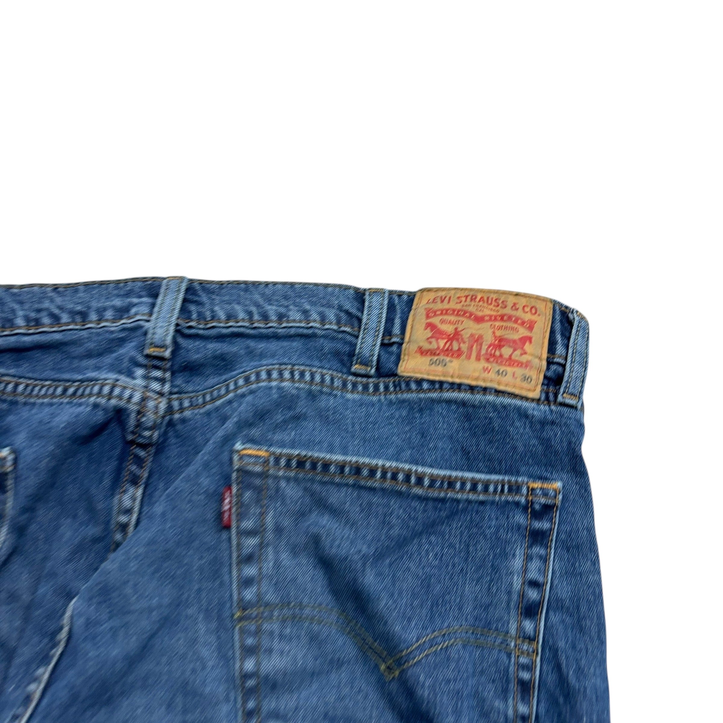 Levis 505 Jeans W38 L29 Mens Mid Blue Regular Straight Fit Stretch Denim