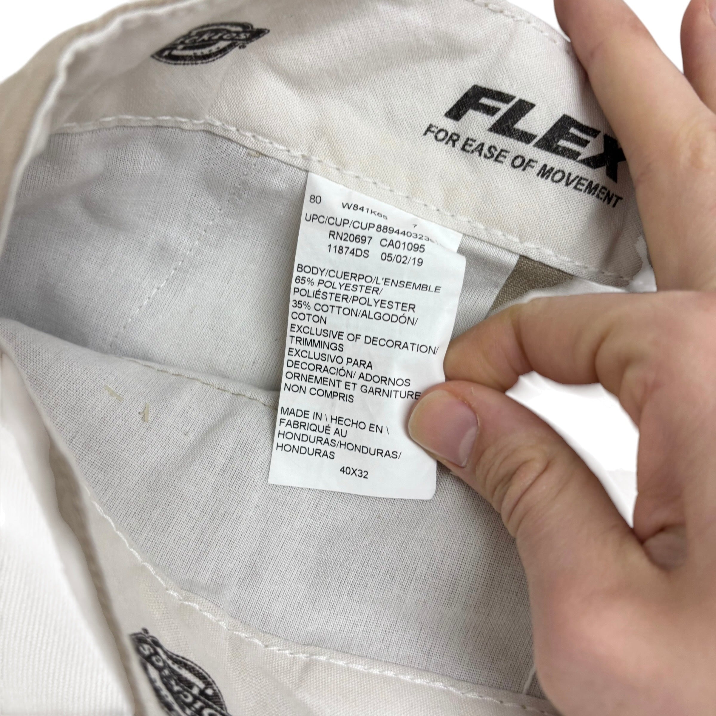 Dickies 874 Trousers W40 L32 Mens Beige Pants Original Straight Fit Workwear (E)