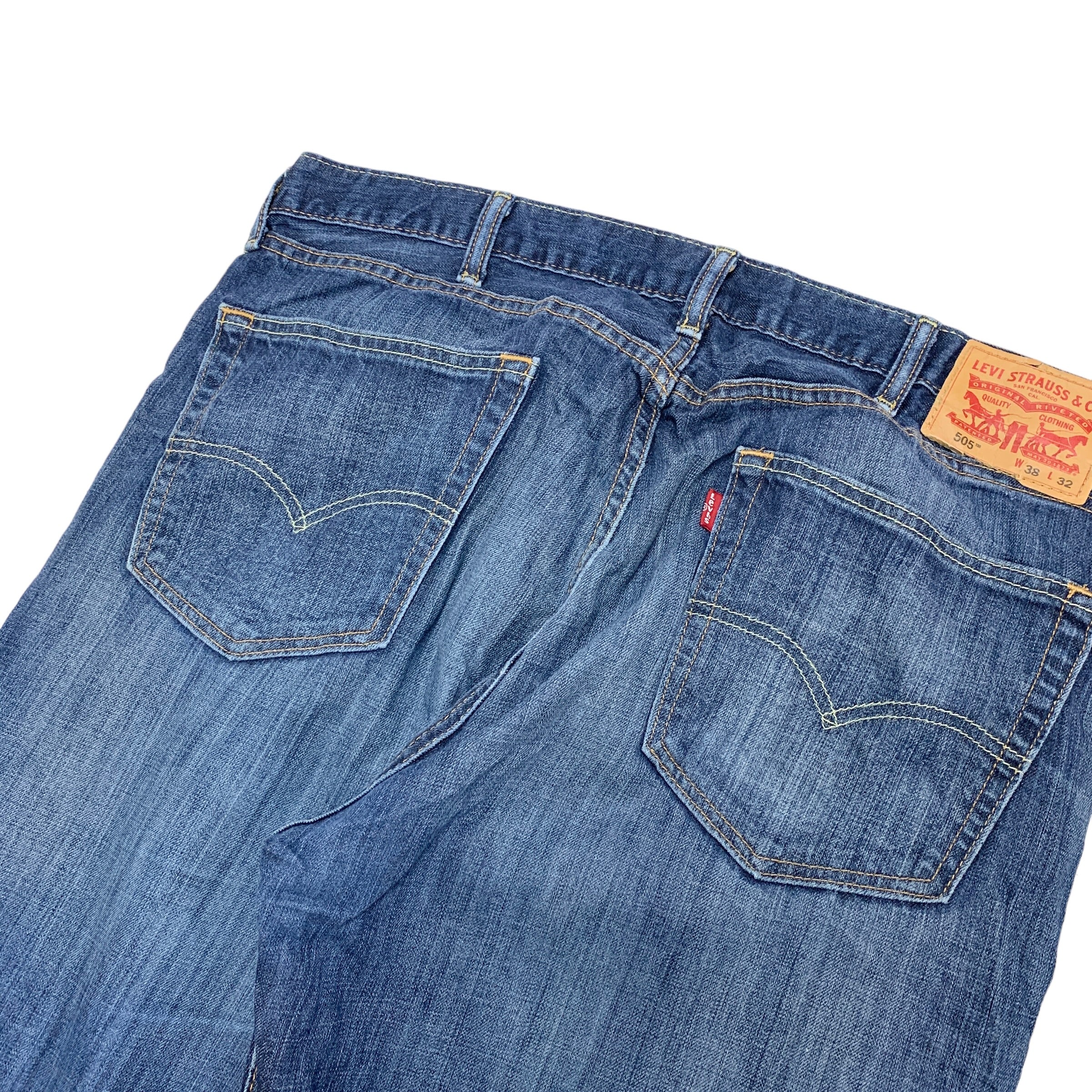 Levis 505 Jeans W38 L32 Mens Blue Regular Straight Fit Denim