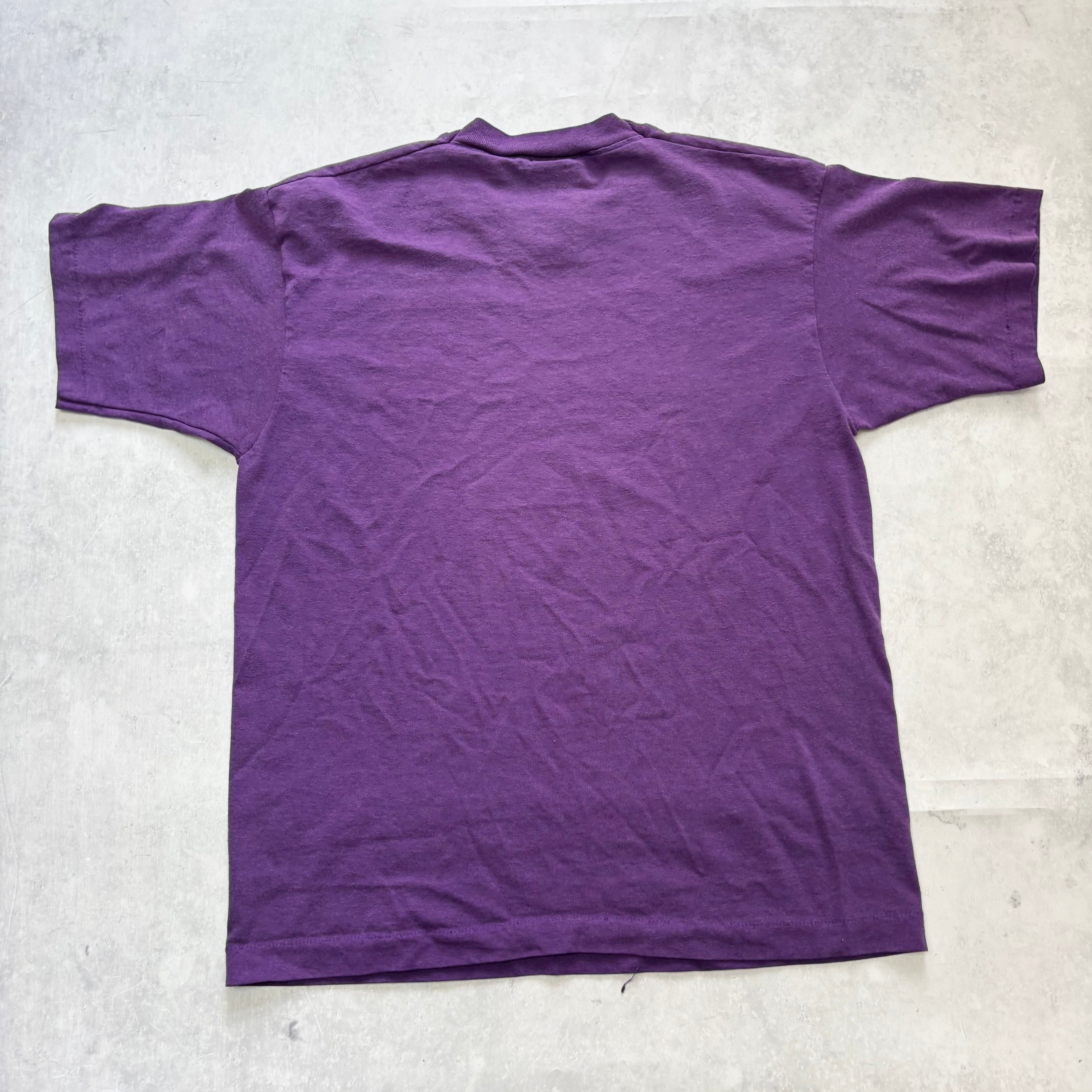 Vintage T Shirt Mens Large Purple Single Stitch Graphic Print 90s USA (E)