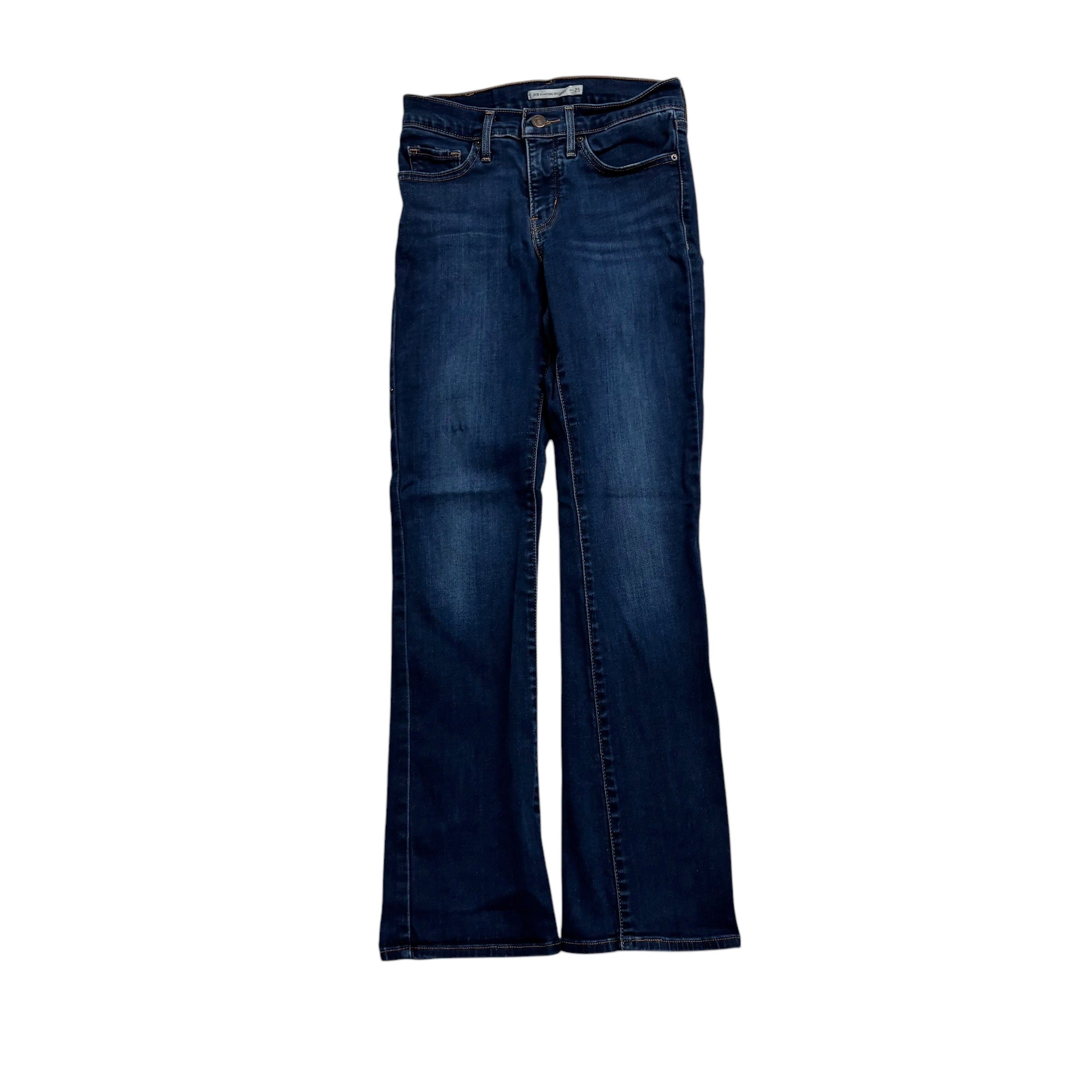 Levis 315 Jeans W25 L30 Womens Dark Blue Shaping Bootcut Fit Stretch Denim