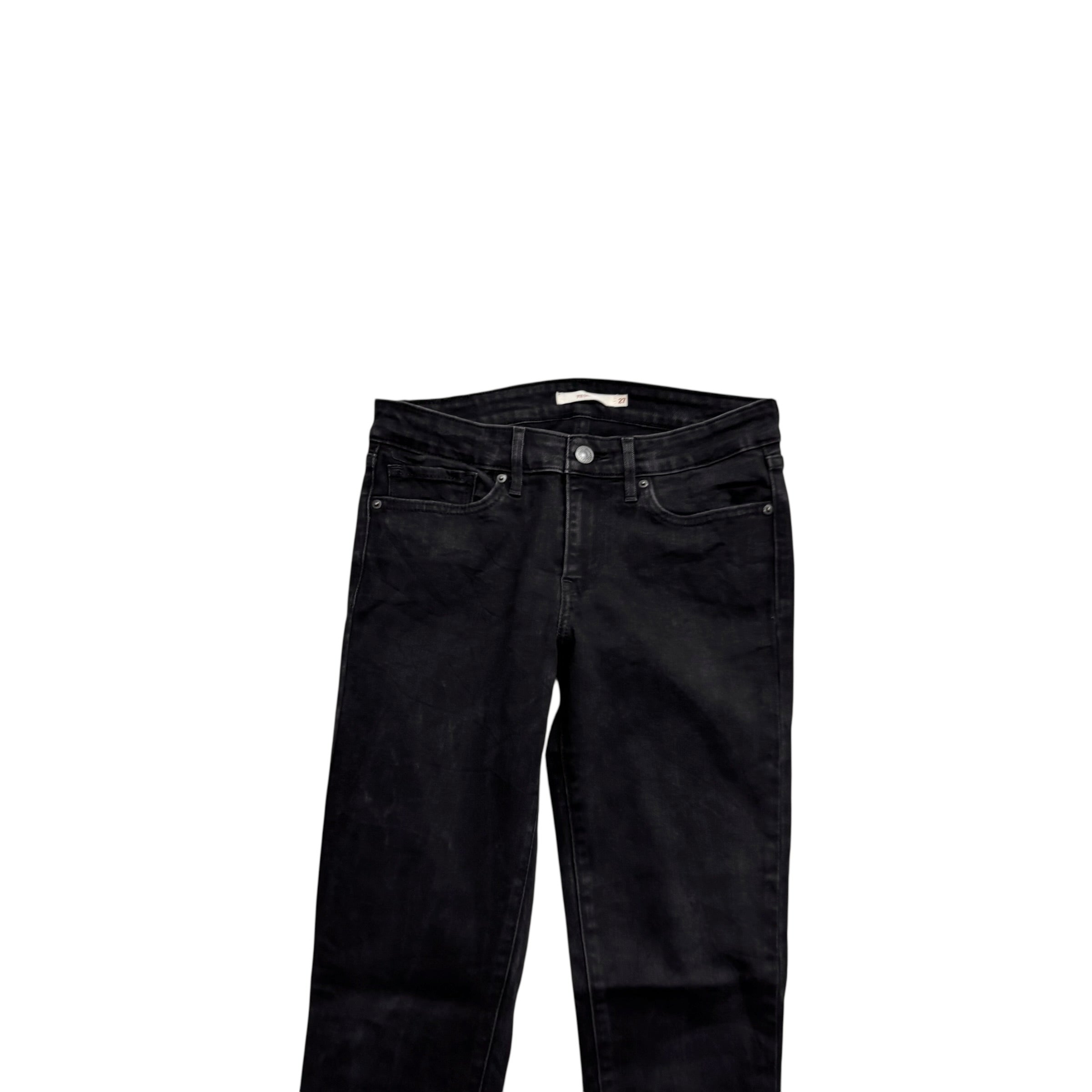 Levis 711 Jeans W27 L27 Womens Skinny Fit Black Stretch Denim (E)