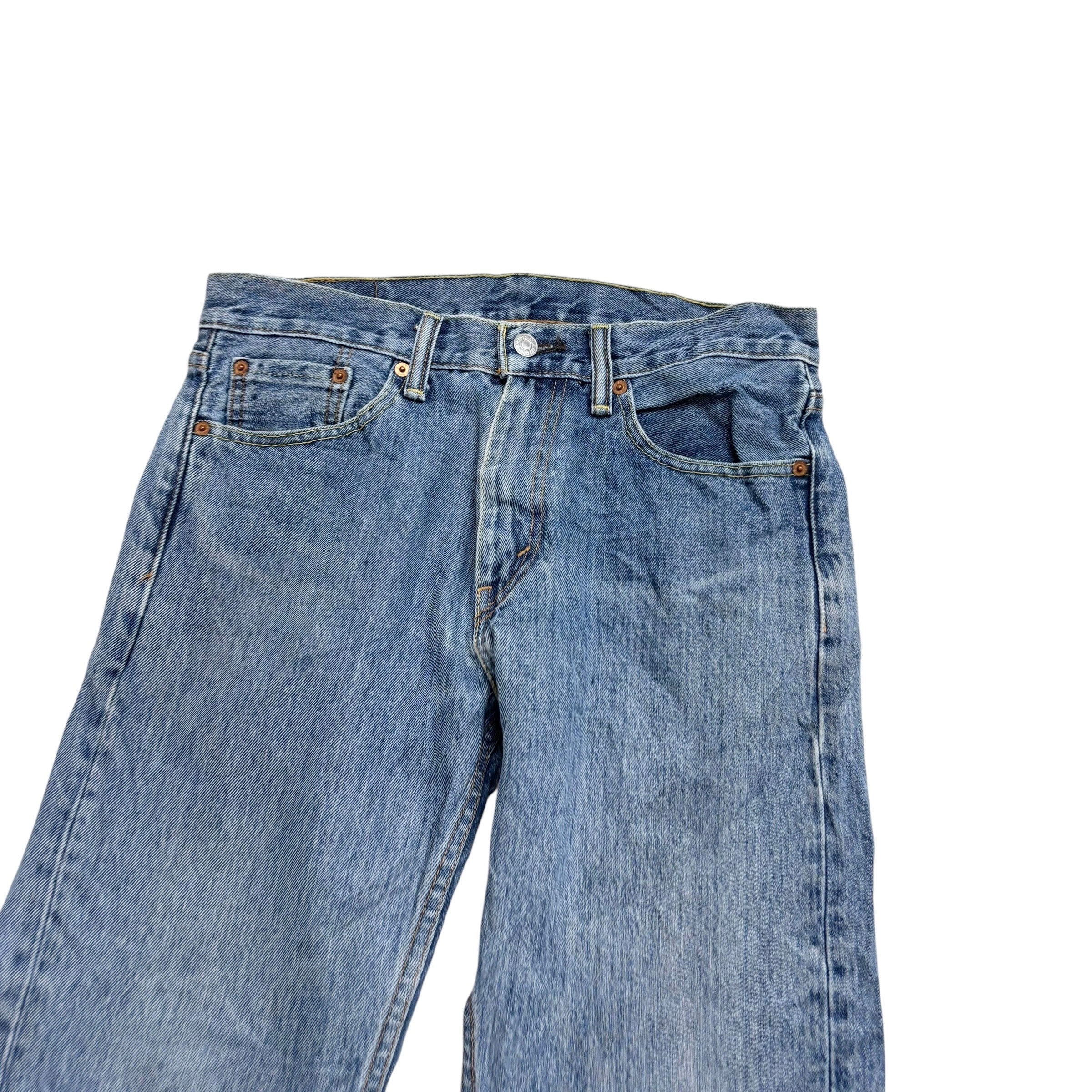 Levis 505 Jeans W30 L30 Mens Light Blue Regular Straight Fit Denim (E)