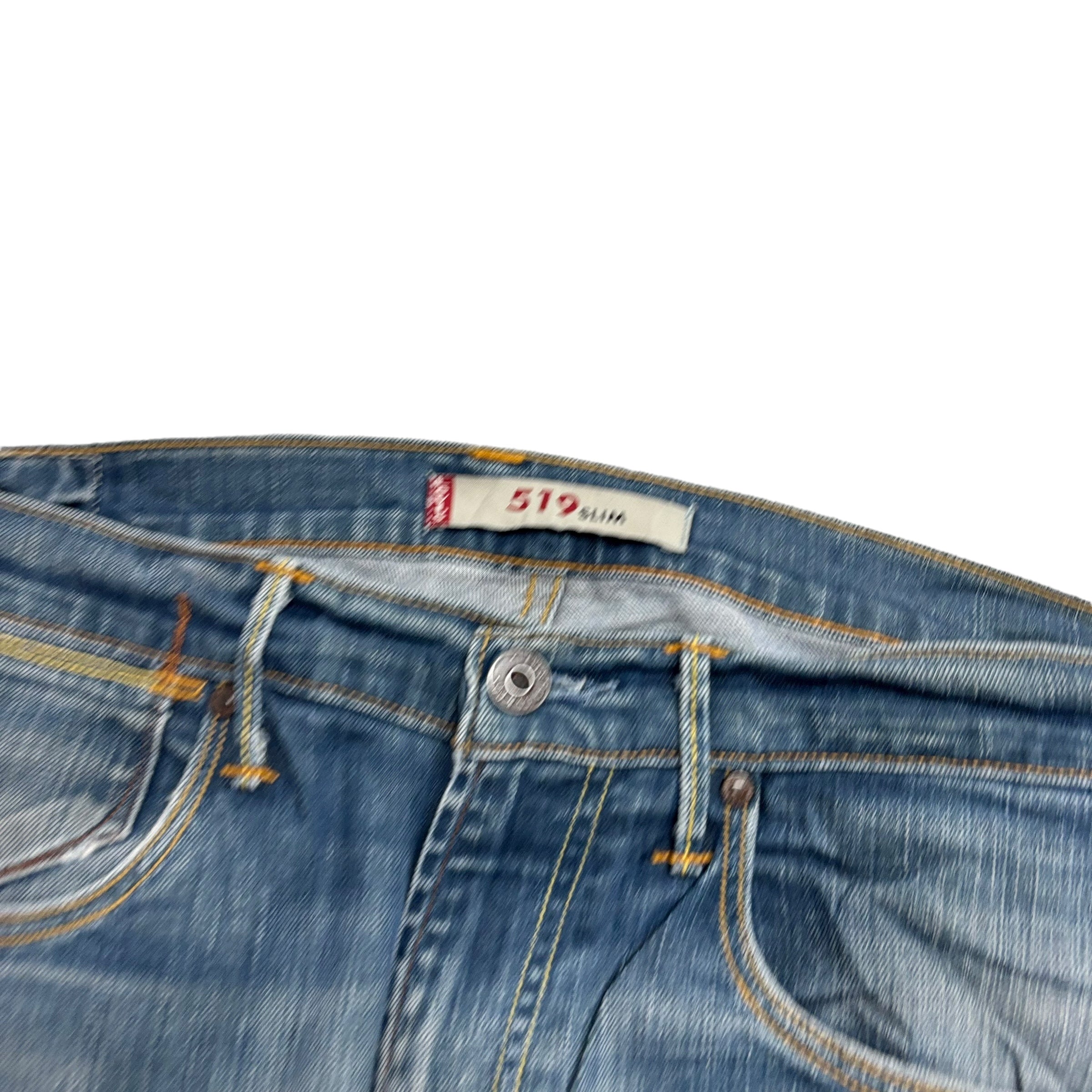 Levis 519 Jeans W36 L34 Mens Mid Blue Slim Fit Stretch Vintage Denim (E)